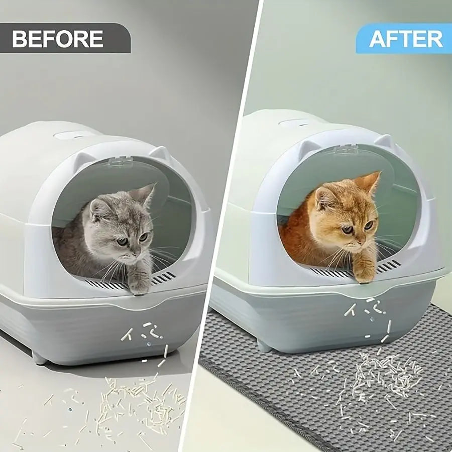 Cat Litter Mat Double Layer Waterproof Urine Proof Trapping Mat Small Cat Litter Box Mat (Gray, 30x30 Inch of 1) Wholesale Hub
