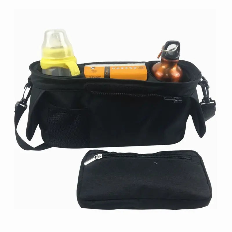 Universal Stroller Organizer with Insulated Cup Holder, Detachable Phone Bag, Shoulder Strap – Fits All Stroller Types, Keeps Drinks Hot/Cold (Black) Wholesale Hub