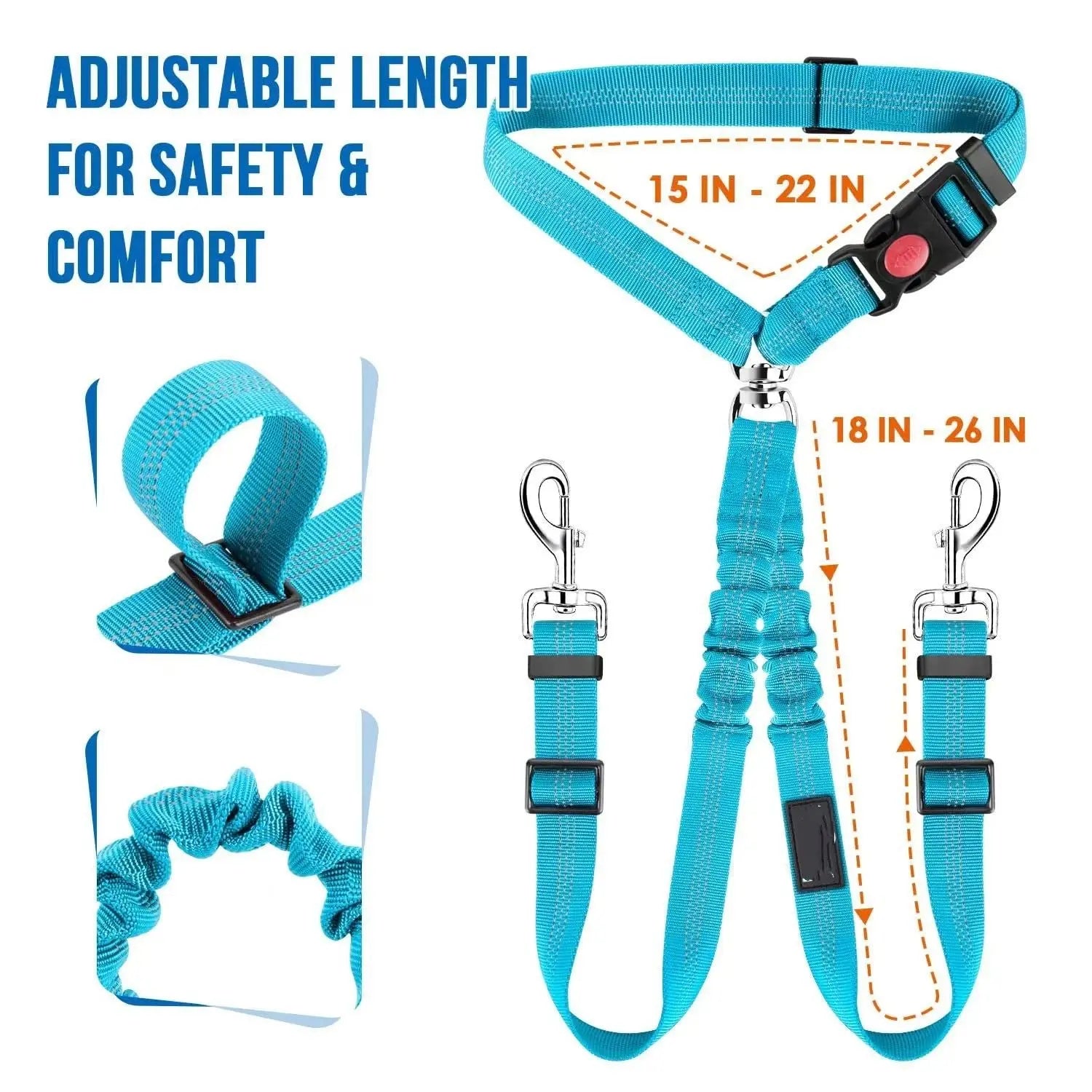 2pcs Double Dog Seat Belt, New Dual Pet Car Headrest Restraint Safety Seatbelt No Tangle Dog Leash Duty Adjust Elastic Bungee Puppy Lead Splitter Connect Harness in Vehicle Travel for 2 Dogs Wholesale Hub