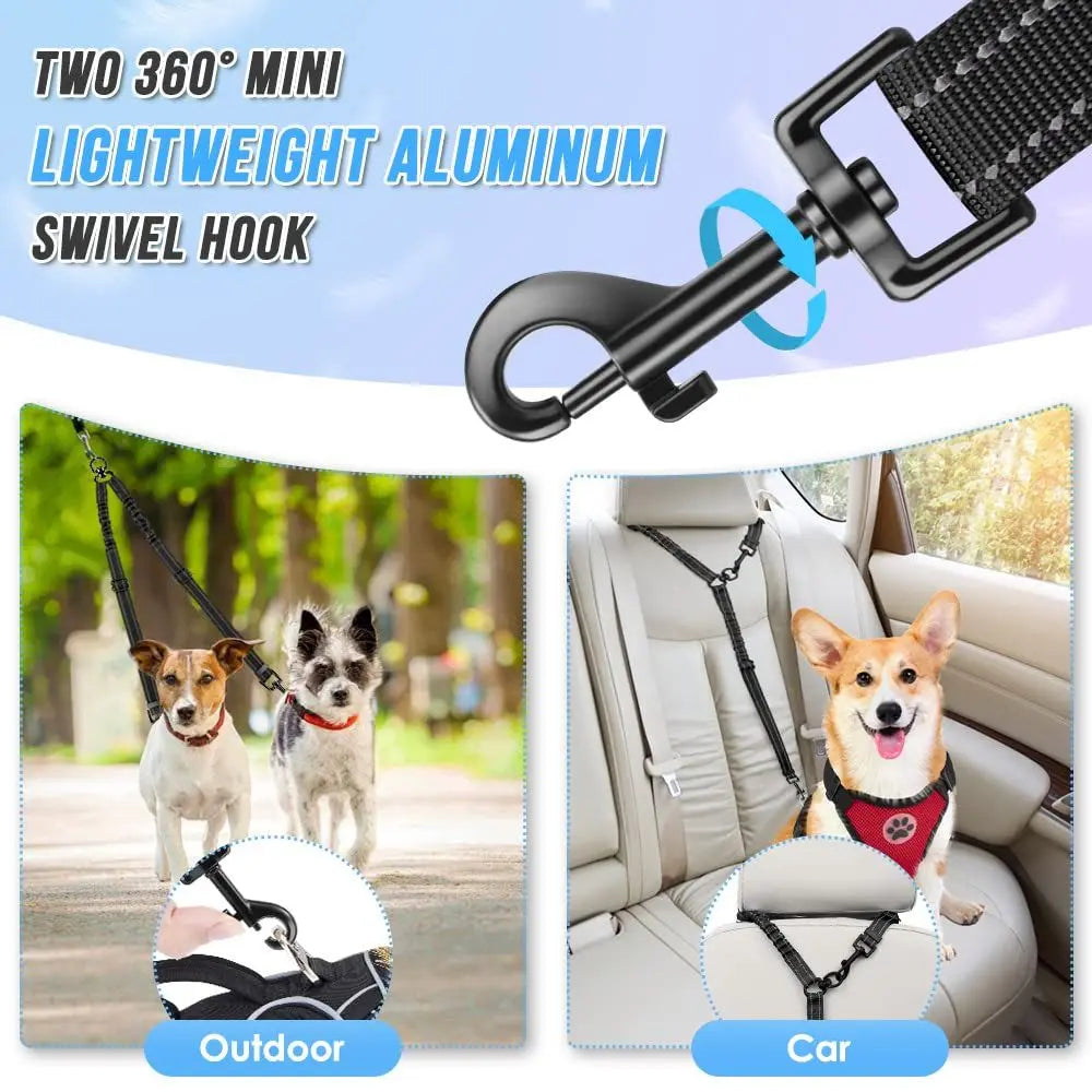 Dual dog leash, tangle free dual dog design 360 ° rotating, reflective walking training guidance, comfortable padded handle, can accommodate 2 dogs (black) Wholesale Hub