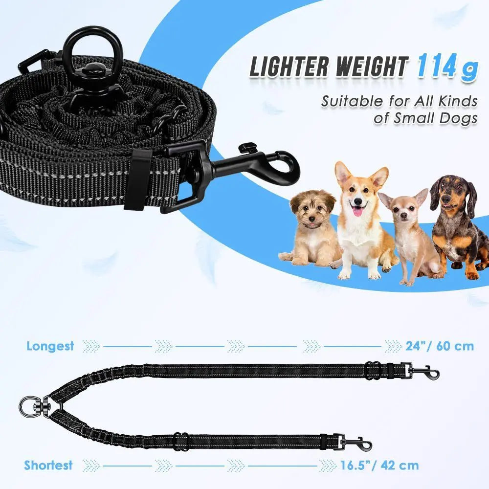 Dual dog leash, tangle free dual dog design 360 ° rotating, reflective walking training guidance, comfortable padded handle, can accommodate 2 dogs (black) Wholesale Hub