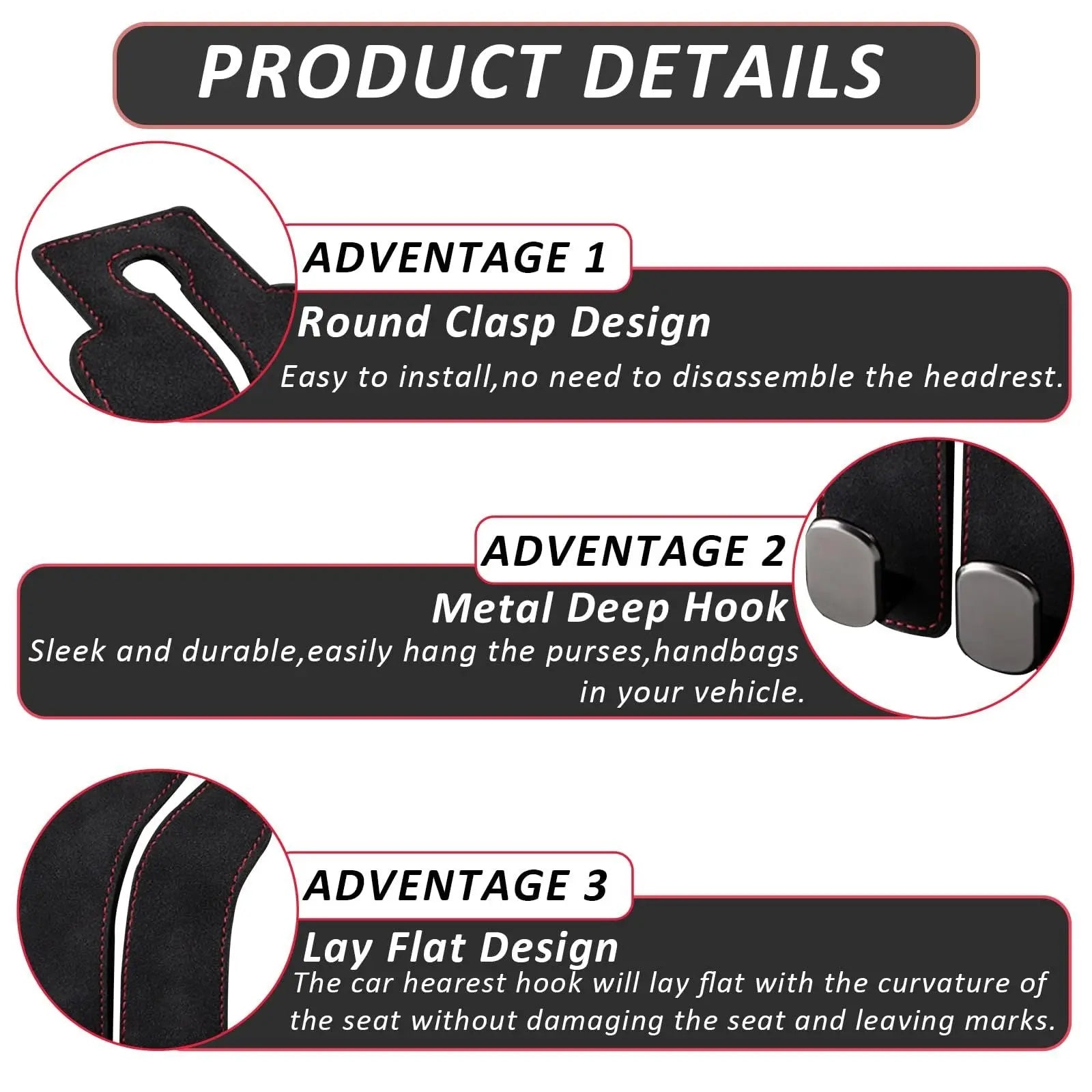 4 pack Car Hooks, Headrest Hook for Car, Car Seat Hooks for Purses and Bags,Purse Hooks fits Car Seat Suitable for Bags (Black-4 Pack) Wholesale Hub