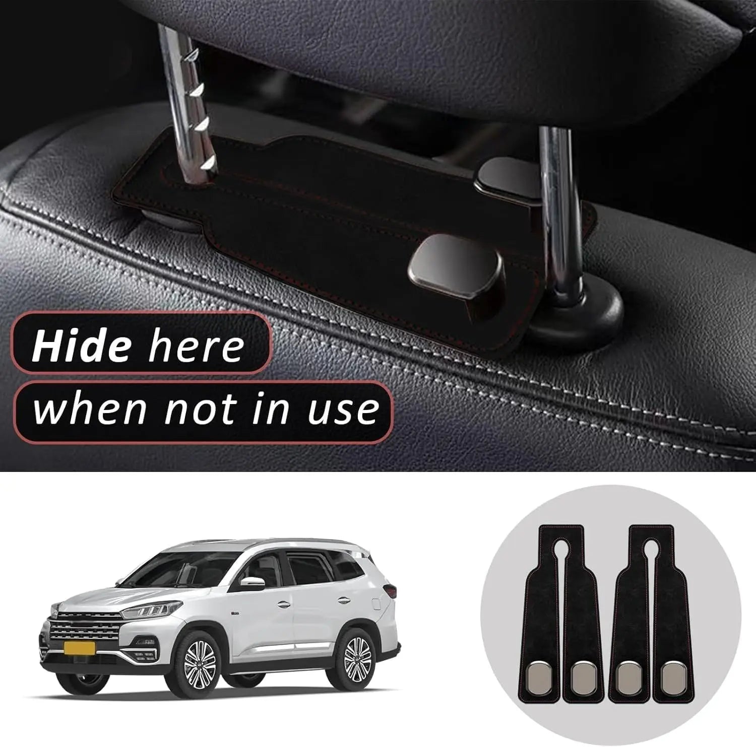 4 pack Car Hooks, Headrest Hook for Car, Car Seat Hooks for Purses and Bags,Purse Hooks fits Car Seat Suitable for Bags (Black-4 Pack) Wholesale Hub