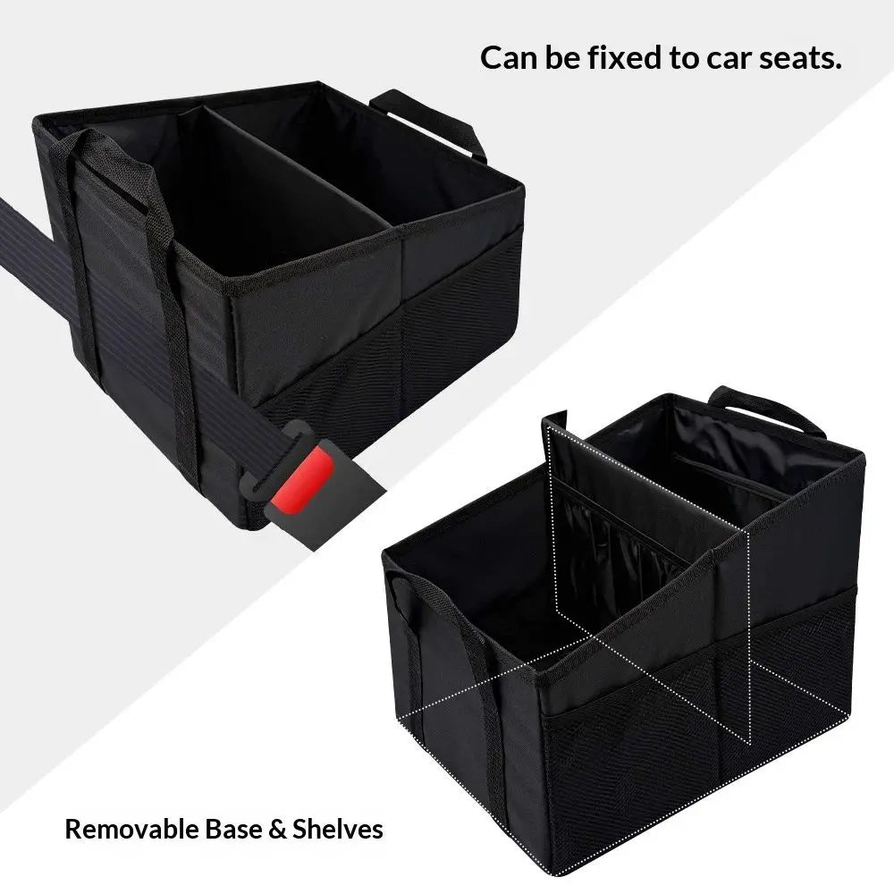 Car Seat Organizer - Passenger Seat Organizer, Collapsible Small Car Seat Storage Organizer for Console Front/Back, Automotive Backseat Organizer with Belt 4 Cup Holders for Kids Accessories Wholesale Hub