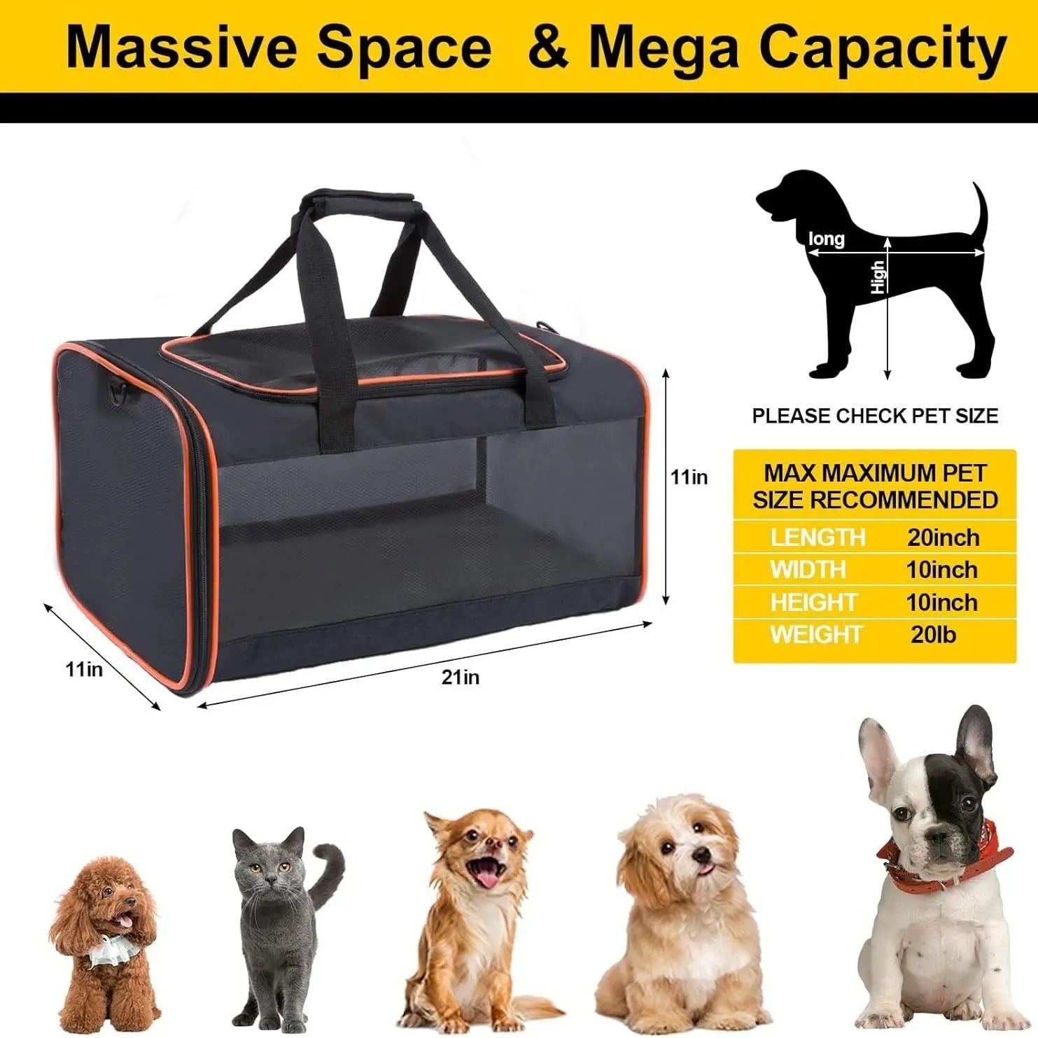 Cat Carriers for Large Cats 20 lbs+ Soft Pet Carrier for Small Dog/Durable 2 Kitty Travel Bag/Medium Big Cats Puppy 15 Pounds/Softside Cat Carrier Large(oniy bag) Wholesale Hub