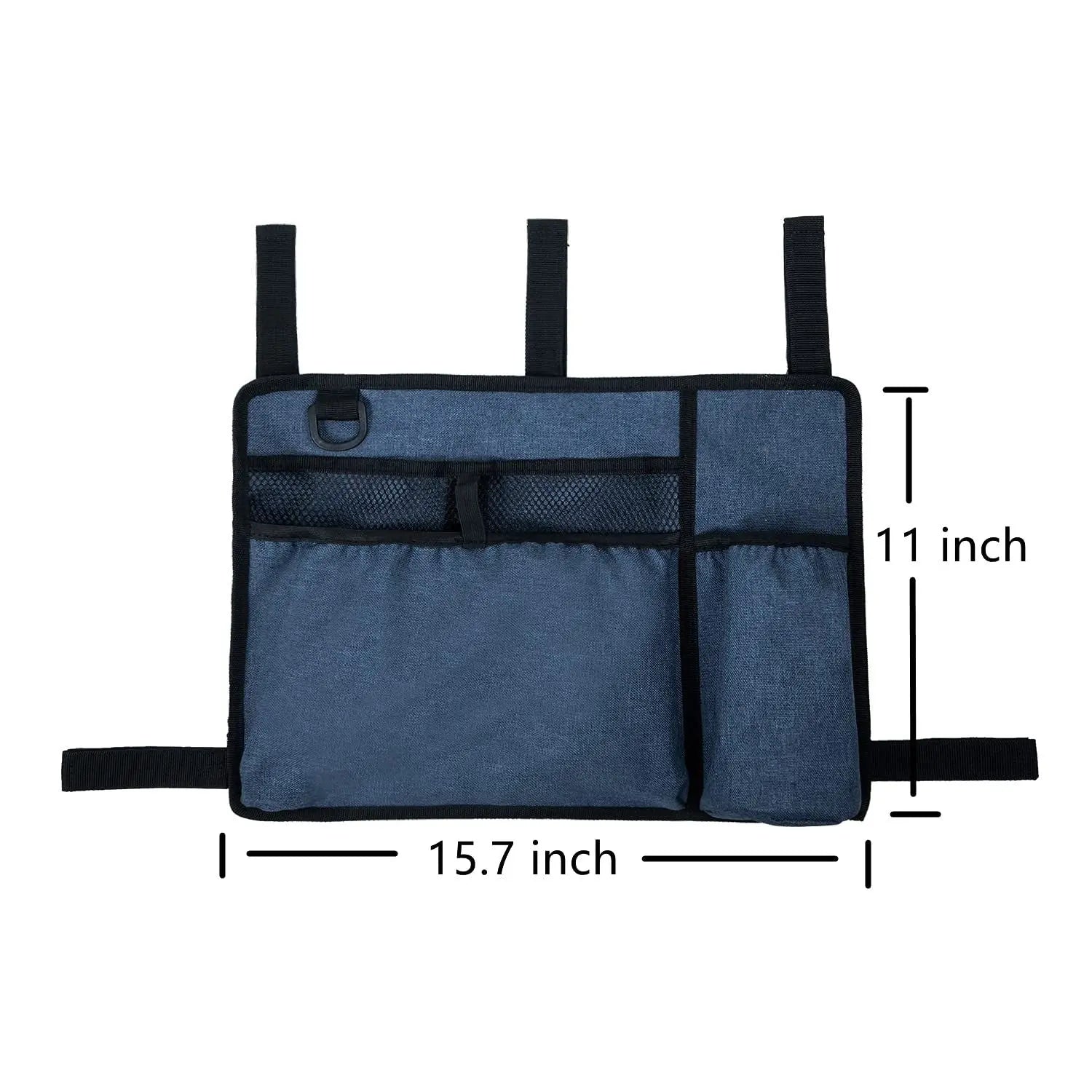 Bag Basket with Cup Holder Suit for Adult Folding Walkers Rollator Organizer Carry Storage Pouch Water-Resistant Armrest Accessories for Seniors, Elderly, Handicap, Blue Wholesale Hub