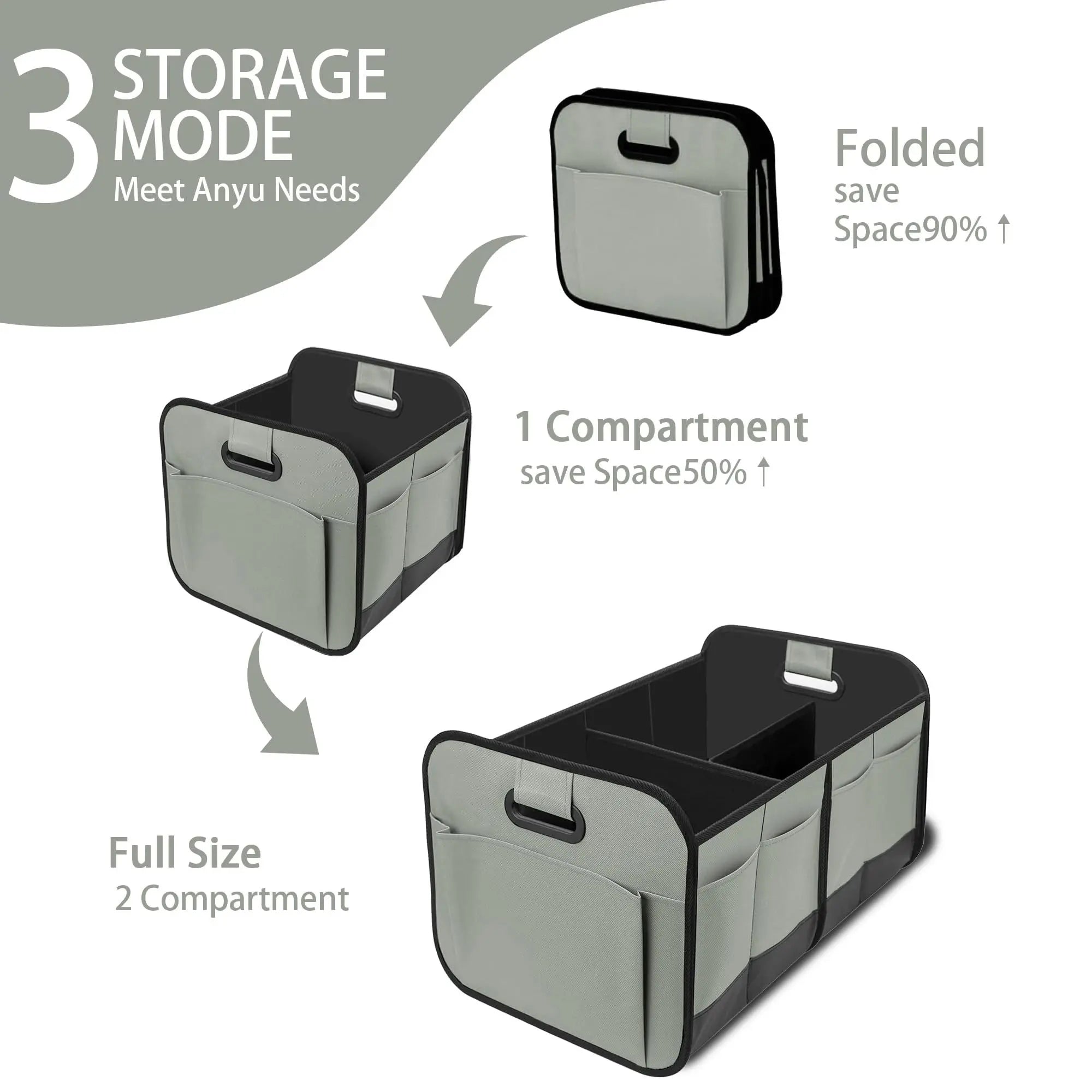 Car Trunk Organizer, Car Storage Organizer with 70L Large Capacity Waterproof Collapsible and 10 Pockets, Oxford,Trunk Organizer for Car (Grey) Wholesale Hub