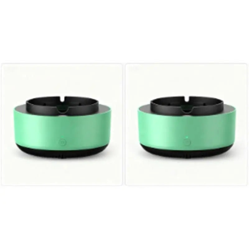 2 in 1 Multifunctional indoor smokeless ashtray, 360 °surround suction intelligent air purifier ashtray, indoor household car intelligent ashtray (Green)2pcs Wholesale Hub