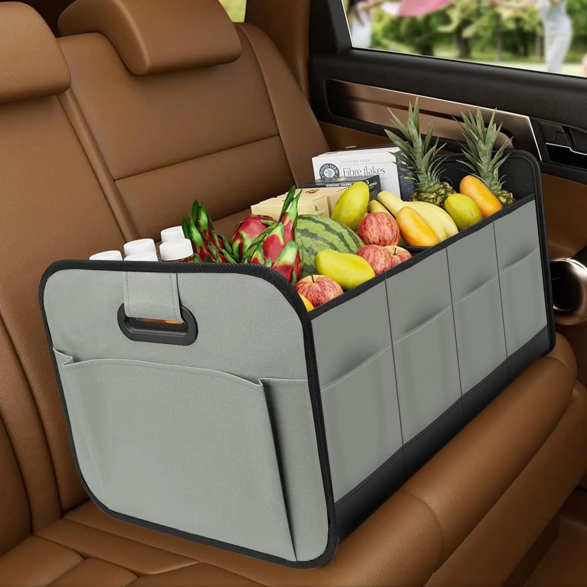 Car Trunk Organizer, Car Storage Organizer with 70L Large Capacity Waterproof Collapsible and 10 Pockets, Oxford,Trunk Organizer for Car (Grey) Wholesale Hub