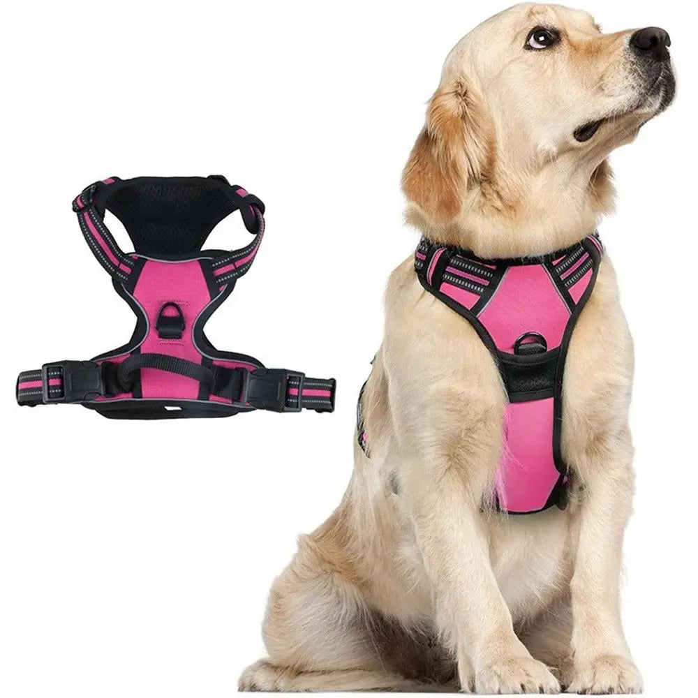 Dog Harness No Pull, Adjustable Soft Padded, Reflective nylon No Choke Pet Vest with Easy Control Handle for Medium Sized Dogs,rose red, M Wholesale Hub