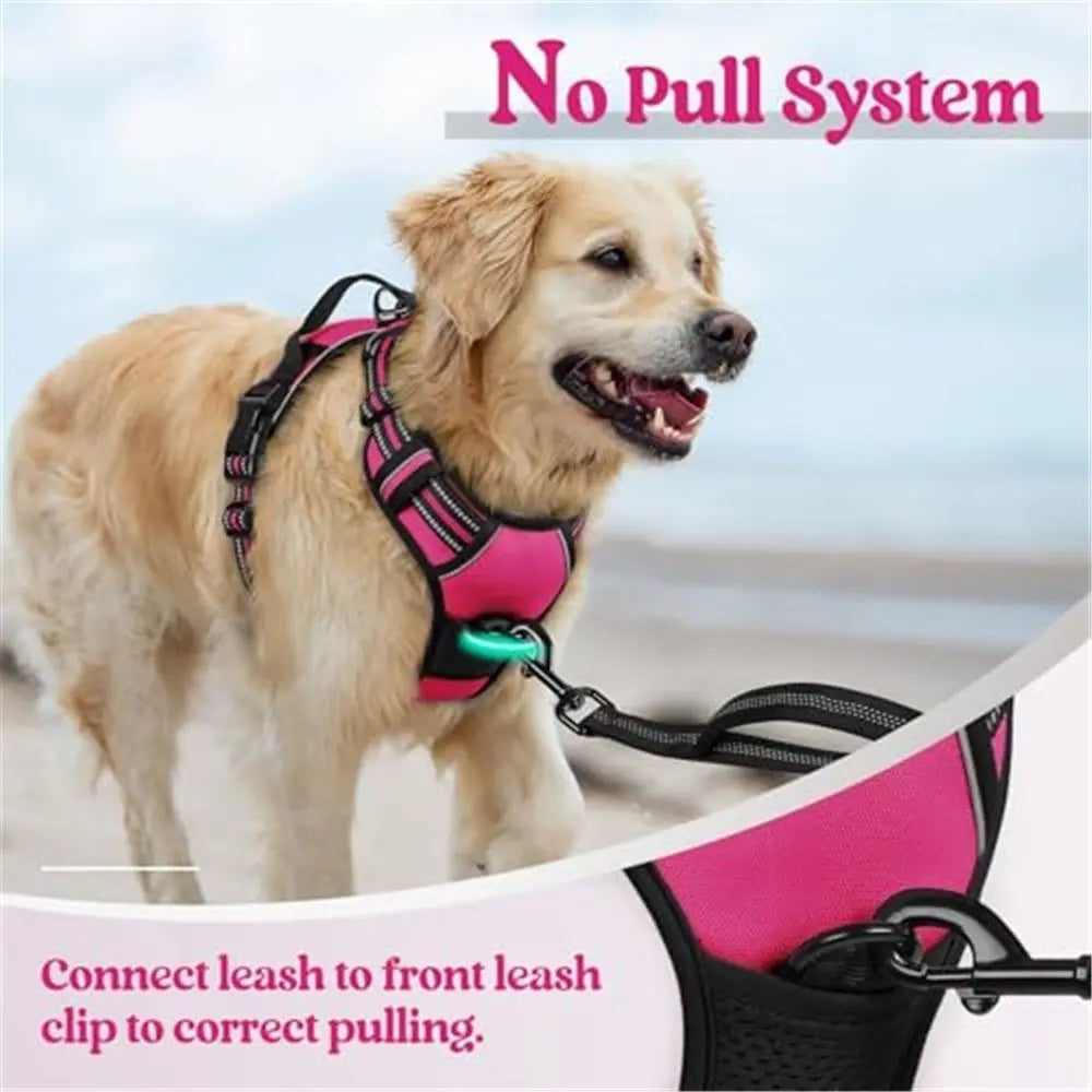 Dog Harness No Pull, Adjustable Soft Padded, Reflective nylon No Choke Pet Vest with Easy Control Handle for Medium Sized Dogs,rose red, M Wholesale Hub