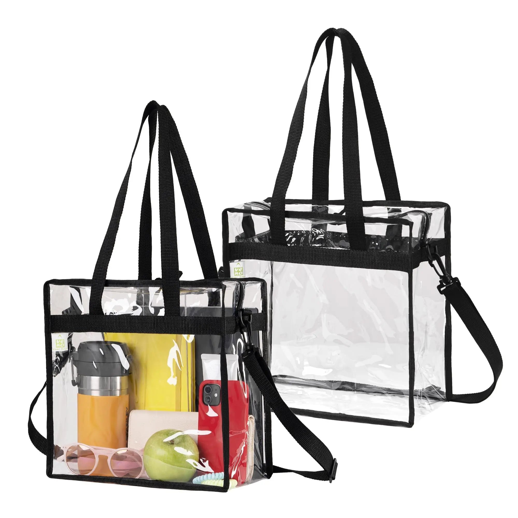 2pcs Clear Bags 30*30*15cm Stadium Approved Clear Tote Bag with Zipper Closure Crossbody Shoulder Bag with Adjustable Strap Wholesale Hub