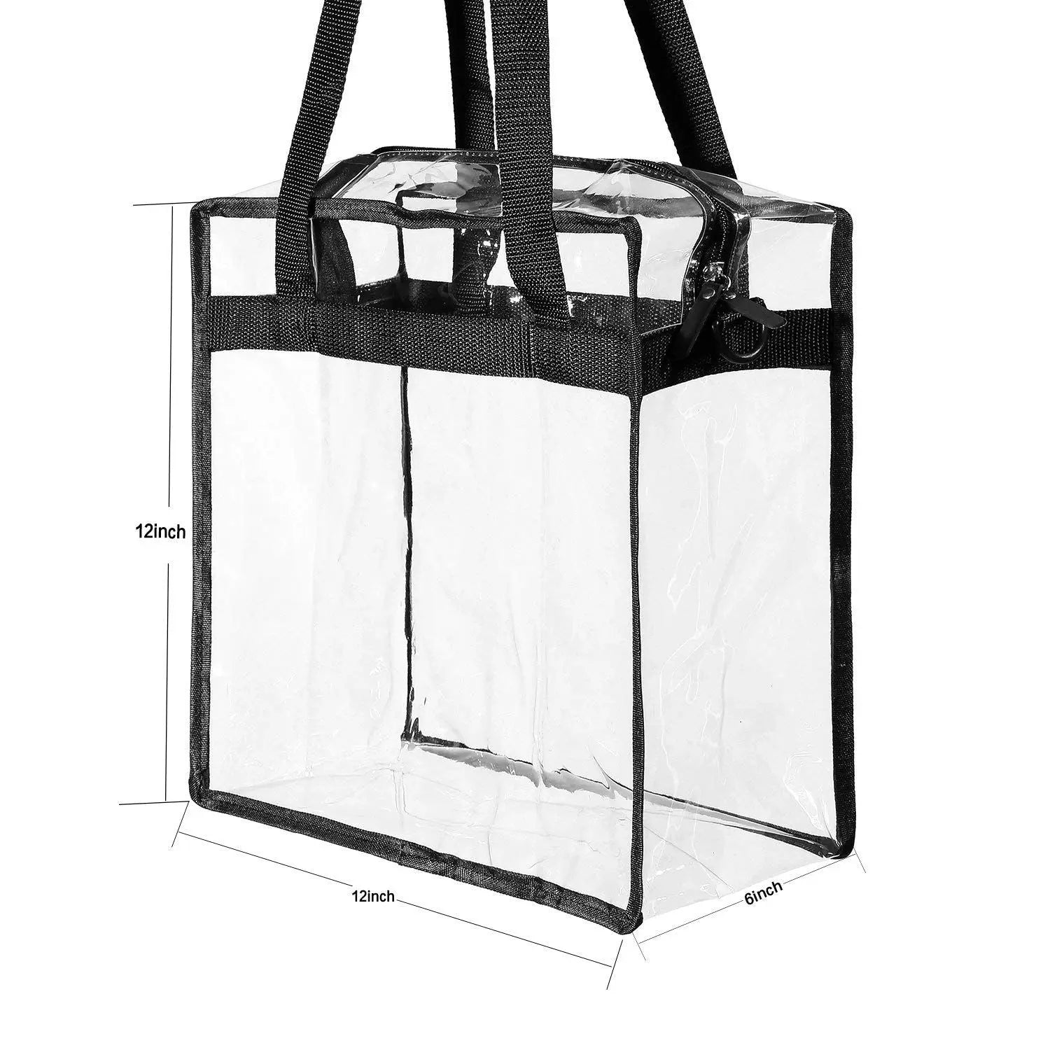 2pcs Clear Bags 30*30*15cm Stadium Approved Clear Tote Bag with Zipper Closure Crossbody Shoulder Bag with Adjustable Strap Wholesale Hub