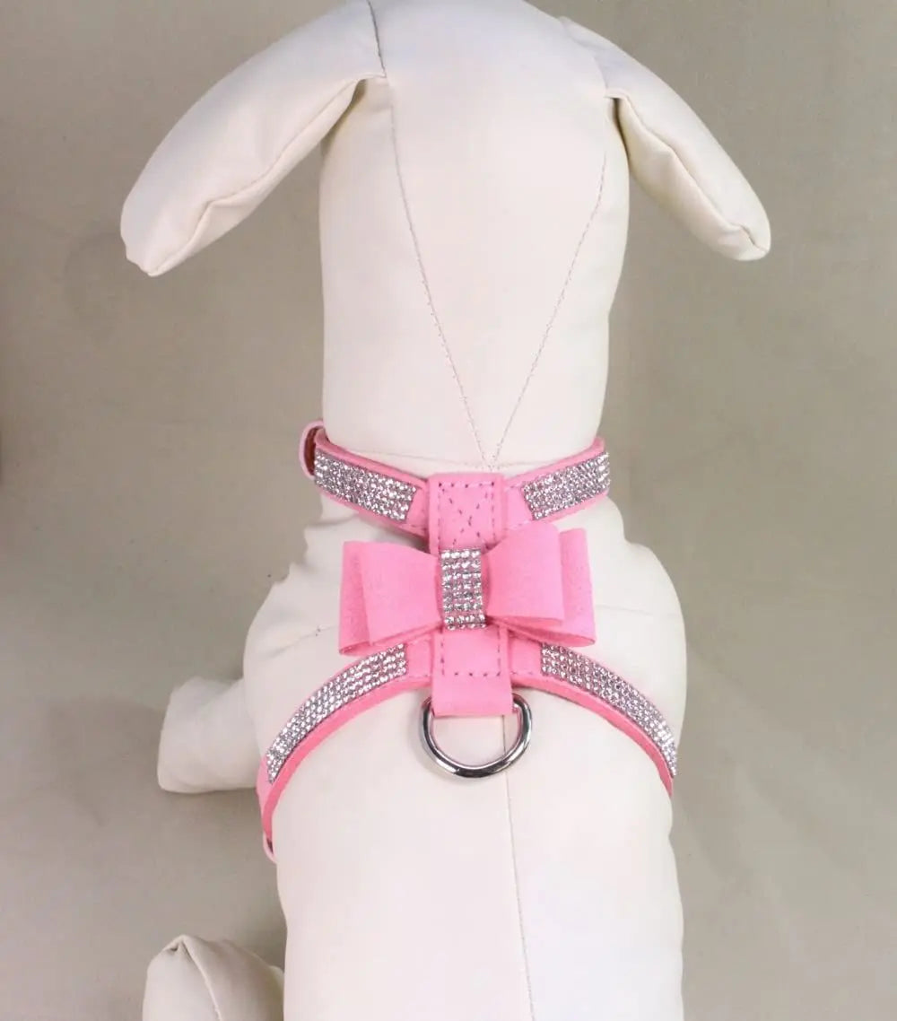 Bling Dog Harness for Girls, Cat Vest Harnesses with Bow Tie Puppy Kitty Cute Fancy Sparkling Pretty Crystal Diamond for Small Pet Chihuahua,Pink S Wholesale Hub