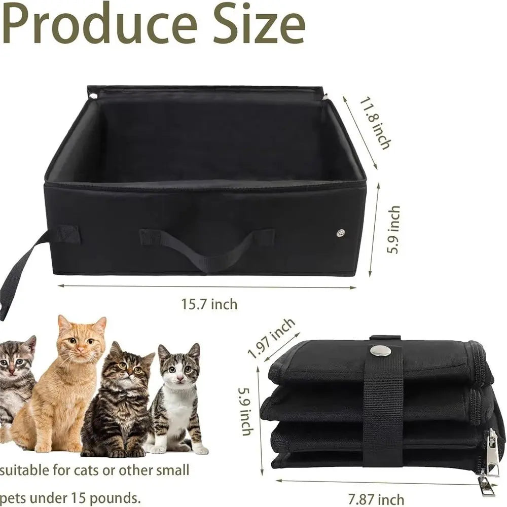 Portable Cat Travel Litter Box, Collapsible Cat Litter Carrier Tray, Waterproof Litter Box for Outdoor Fit Medium Cats and Kitties, Leak-Proof, Sturdy, Lightweight-Black Wholesale Hub