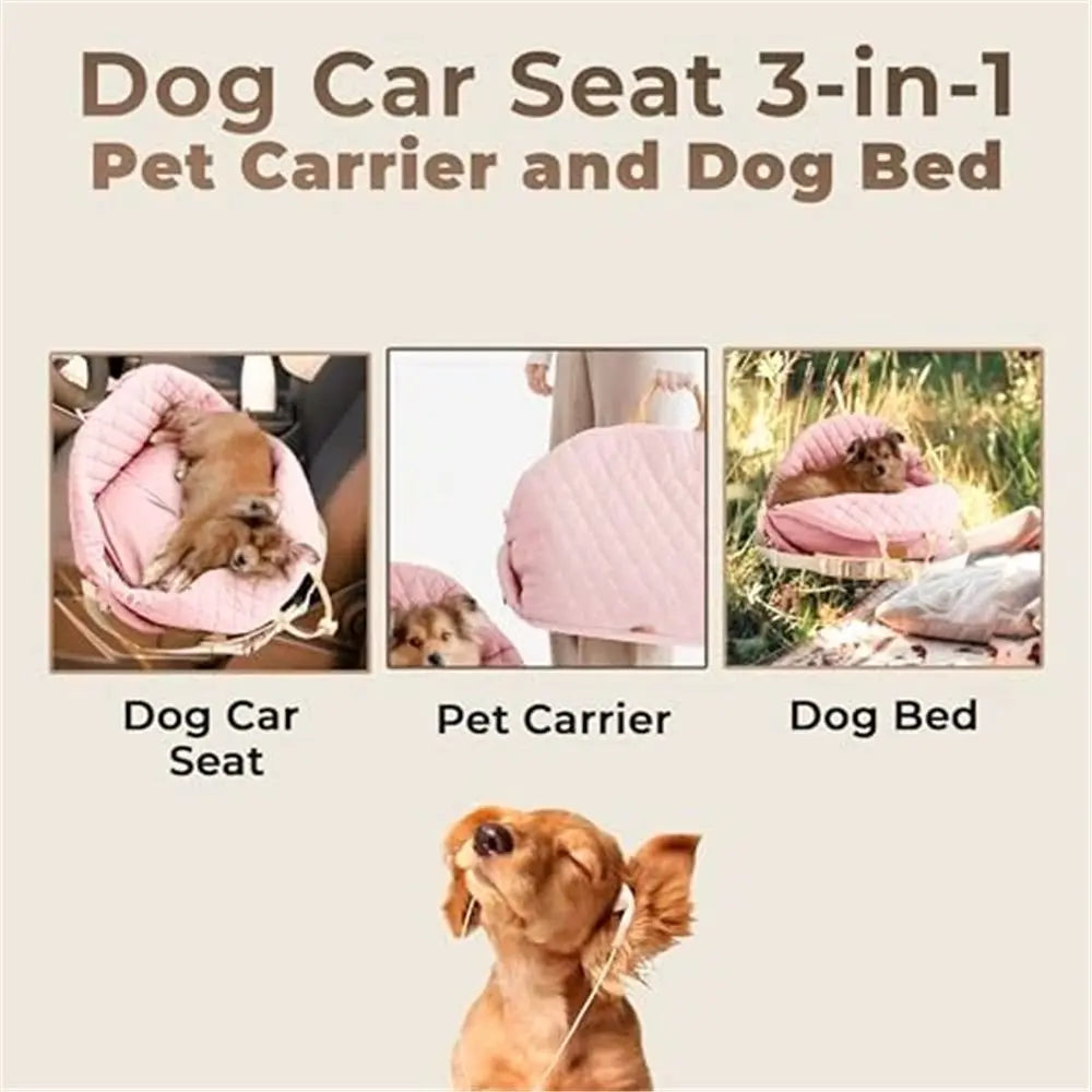 Dog Car Seat for Small Dogs – 3-in-1 Travel Carrier, Booster & Dog Bed for Car – Washable, Anti-Slip, Safety Straps – Fits Front & Back Seats – Cozy Pet Car Seat up to 25 lbs – Pink Wholesale Hub