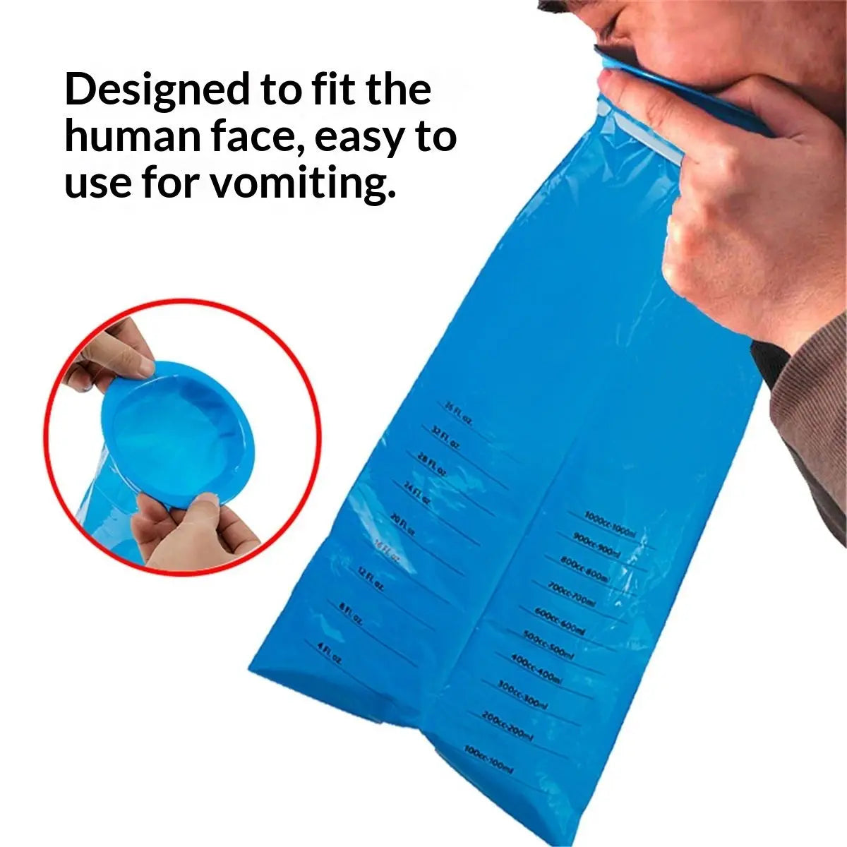 60 Pack Barf Bags Disposable, Portable Bags, 1000ml High Density Blue, Leak Resistant Perfect for Morning Sickness, Kids, Adults, Pregnant Women, Taxis Drivers, Car Motion Sickness Wholesale Hub