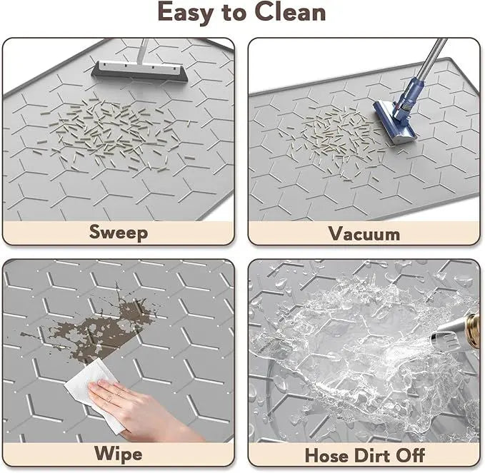 Cat Litter Box Mat, Large 34" X 22" Litter Trapping Mat for Cats, Waterproof Silicone Pad for Floor, Gray Wholesale Hub