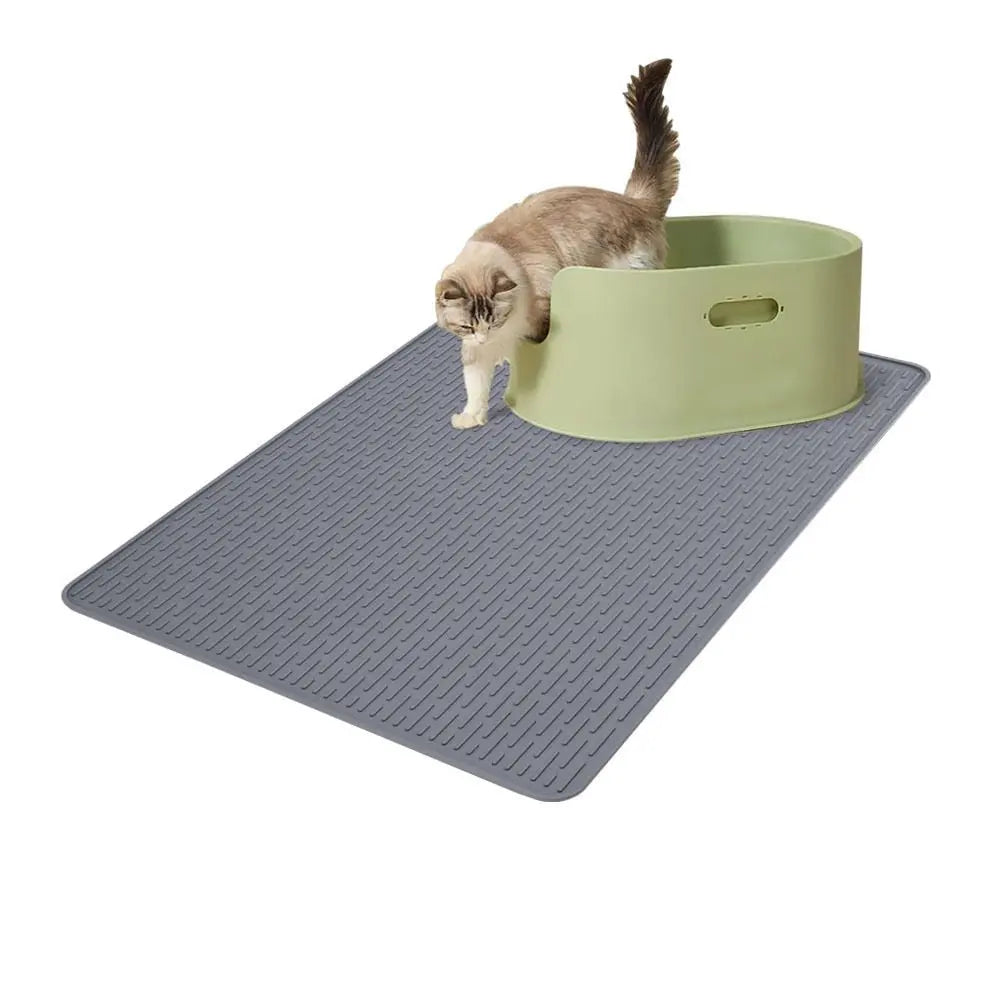 Rubber Large Cat Litter Mat - Kitty Litter Box mat - Silicone Litter Trapping Catcher Mat - Cat Supplies & Accessories for Indoor Cats (28" x 19.7") - Grey Wholesale Hub