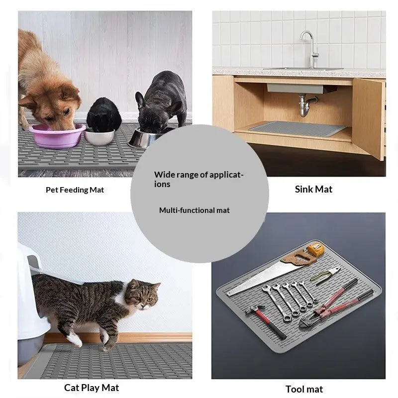 Rubber Large Cat Litter Mat - Kitty Litter Box mat - Silicone Litter Trapping Catcher Mat - Cat Supplies & Accessories for Indoor Cats (28" x 19.7") - Grey Wholesale Hub
