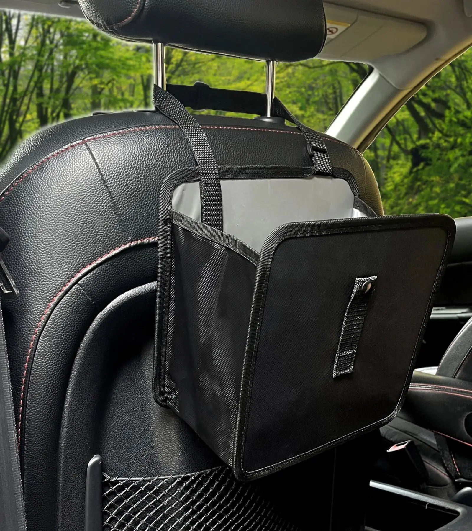 2pcs Foldable Car Trash Can, Hanging Waterproof Leakproof Trash Can Storage Bag for Car with Large Capacity, Car Interior Accessories Wholesale Hub