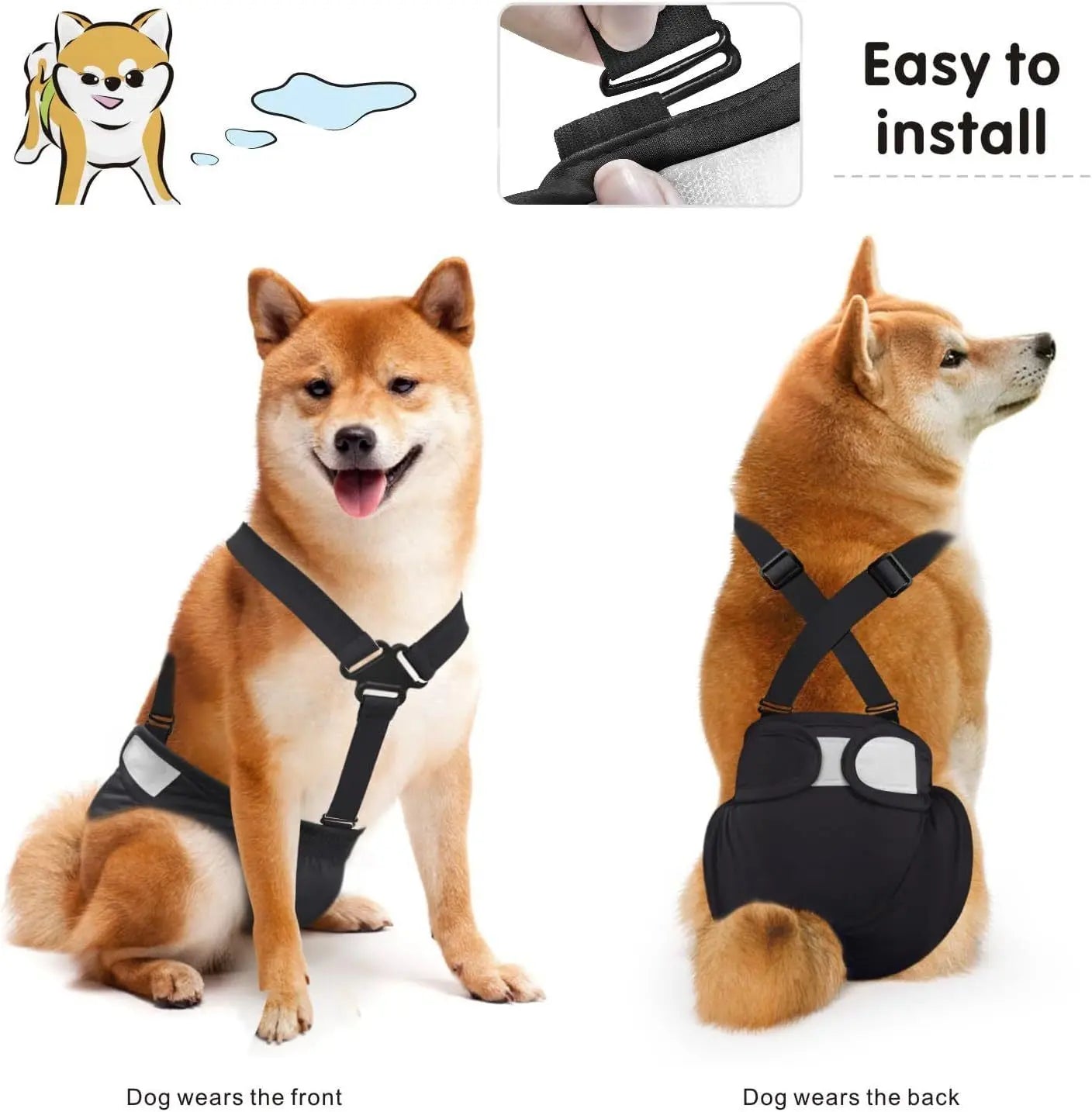3 Pack Avont Washable Female Dog Diaper with Suspender, Reusable Girl Doggie Diapers for Small Medium Large Doggy in Heat Cycle Period Incontinence -S Wholesale Hub