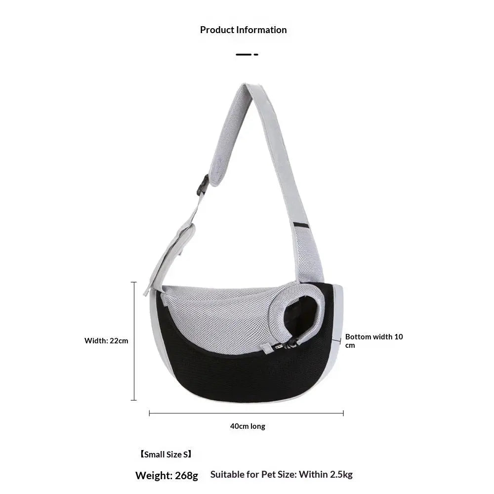 Hand Free Drawstring Dog with Adjustable Strap, Breathable Mesh Travel Safe Puppy Sling Bag Carrier, Crossbody Satchel Dog Purse with Pocket for Outdoor Dogs Cats(Black with white S) Wholesale Hub