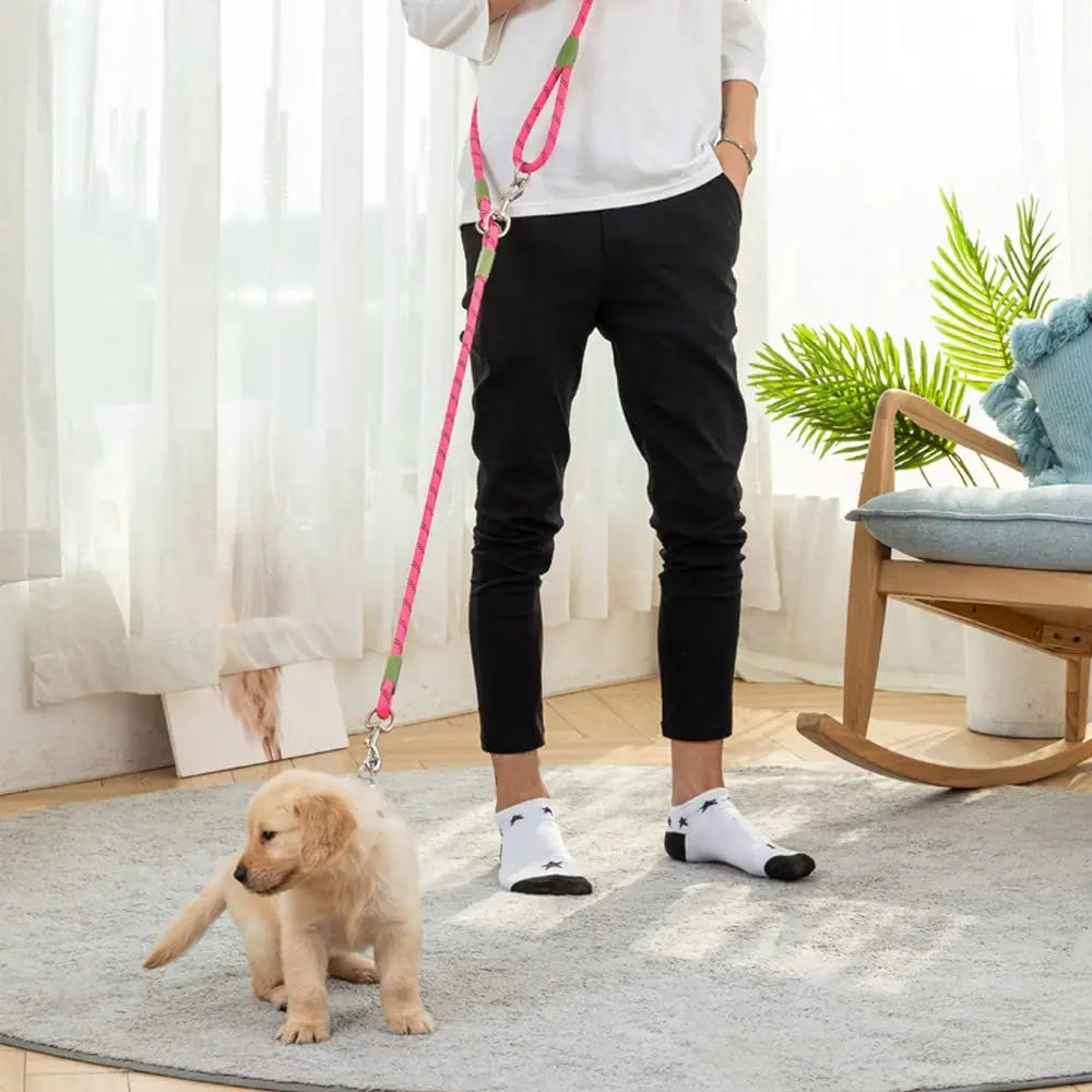 Hands free dog leash for off-road dog running, dog leash for hiking training, hands-free pet leash, heavy-duty reflective pet walking strap (pink 250cm long 1.2m) Wholesale Hub