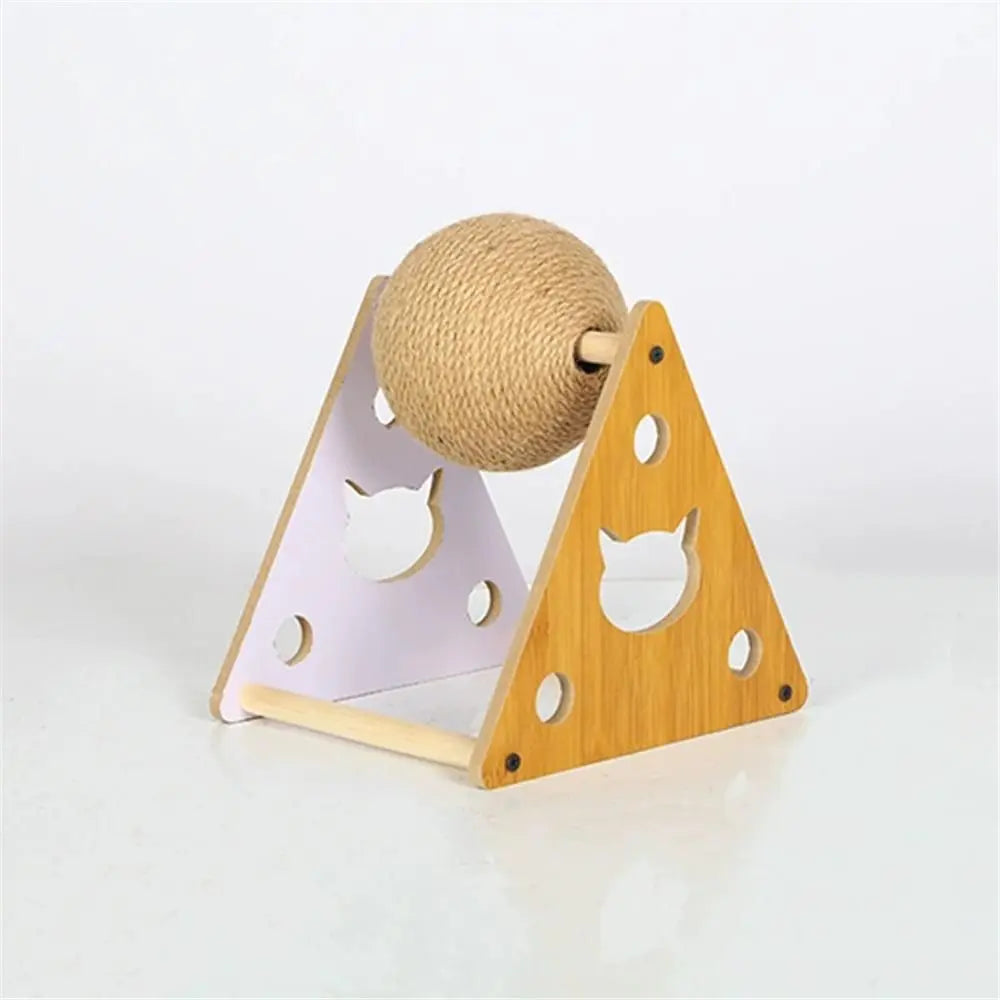 Cat Scratcher Toy,Natural Sisal Rope Cat Scratching Ball Scratcher Toy with Ball for Cats& Kittens&Dogs&Puppy, Interactive Solid Wood Scratcher Pet Toy (large size) Wholesale Hub