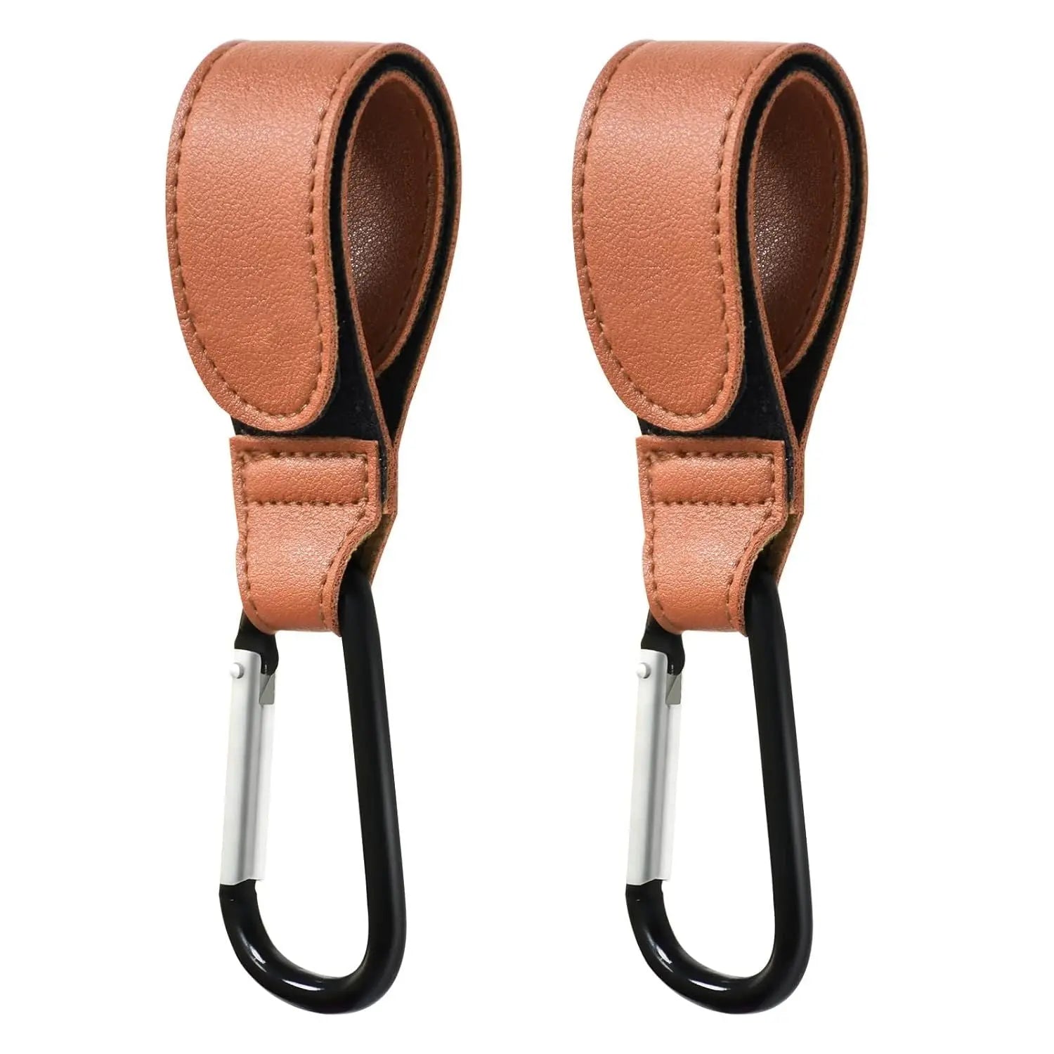 Baby Stroller Hooks Bag Hooks for Hanging Diaper Bags Multipurpose Hooks for Grocery Shopping Bags Premium Vegan Leather Pram Straps 4 Pcs (Brown) Wholesale Hub