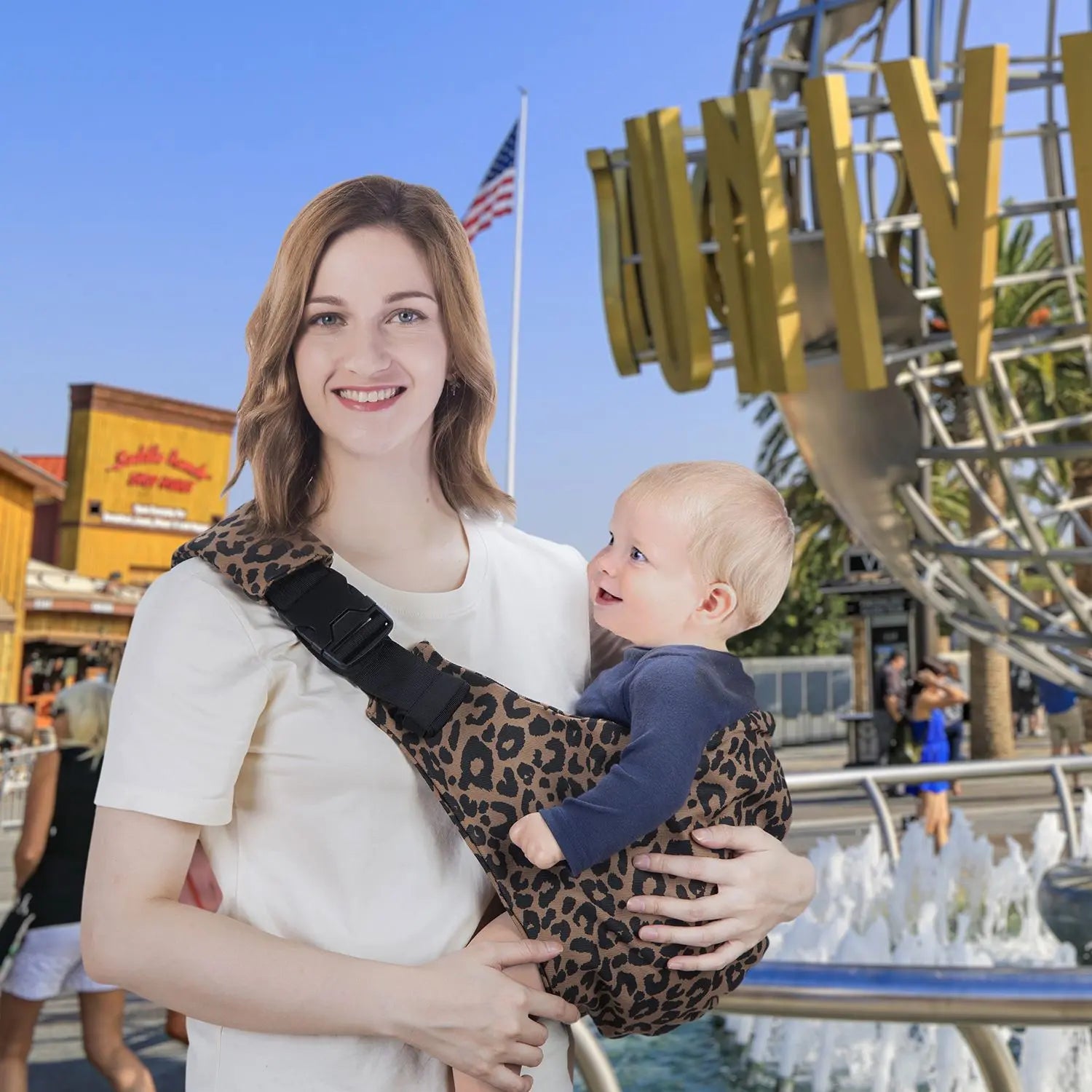 Baby Sling Carrier Newborn to Toddler Sling Lightweight Baby Carrier Sling with Adjustable Straps Toddler Carrier Wrap for (Brown Leopard) Wholesale Hub