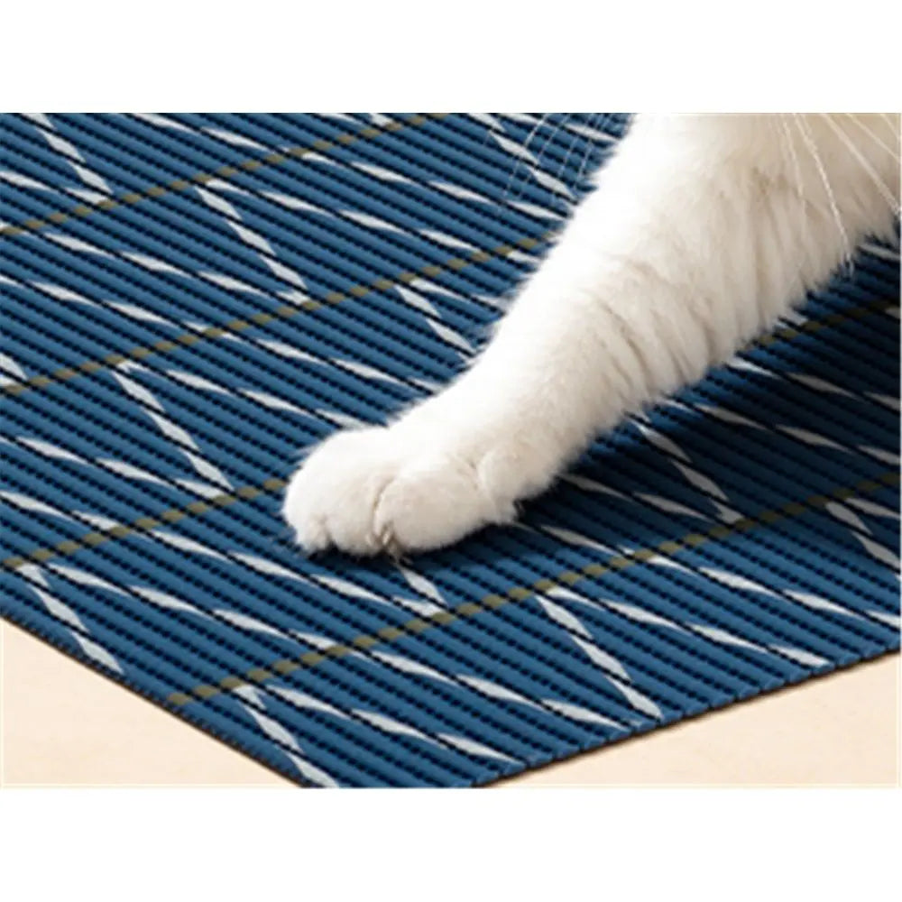Cat Litter Mat, 103CM*64CM Trimable & Soft Foam Pad, Leak-Proof & Non-Slip Bottom, Reusable (Blue background with white stripes) Wholesale Hub