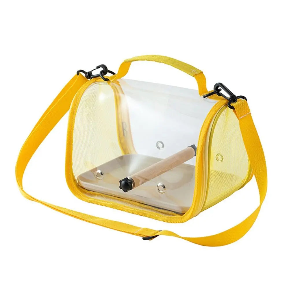 Bird Carrier,Bird Cage Parakeet Parrot Budgie Carrier Backpack for Small Birds, Travel Bird Cages with Perch, Transparent Ventilation Cockatiels, Lightweight Pet Carrier for Outdoor Use(Yellow) Wholesale Hub