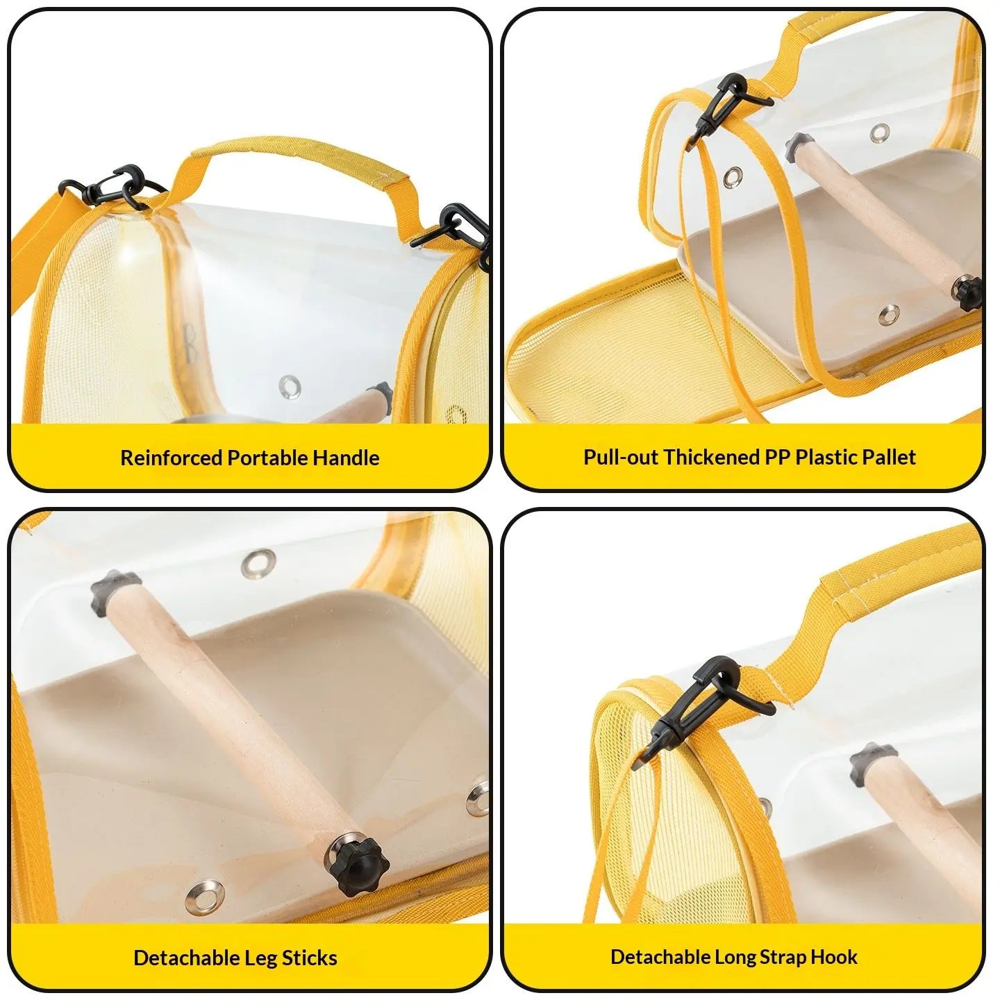Bird Carrier,Bird Cage Parakeet Parrot Budgie Carrier Backpack for Small Birds, Travel Bird Cages with Perch, Transparent Ventilation Cockatiels, Lightweight Pet Carrier for Outdoor Use(Yellow) Wholesale Hub
