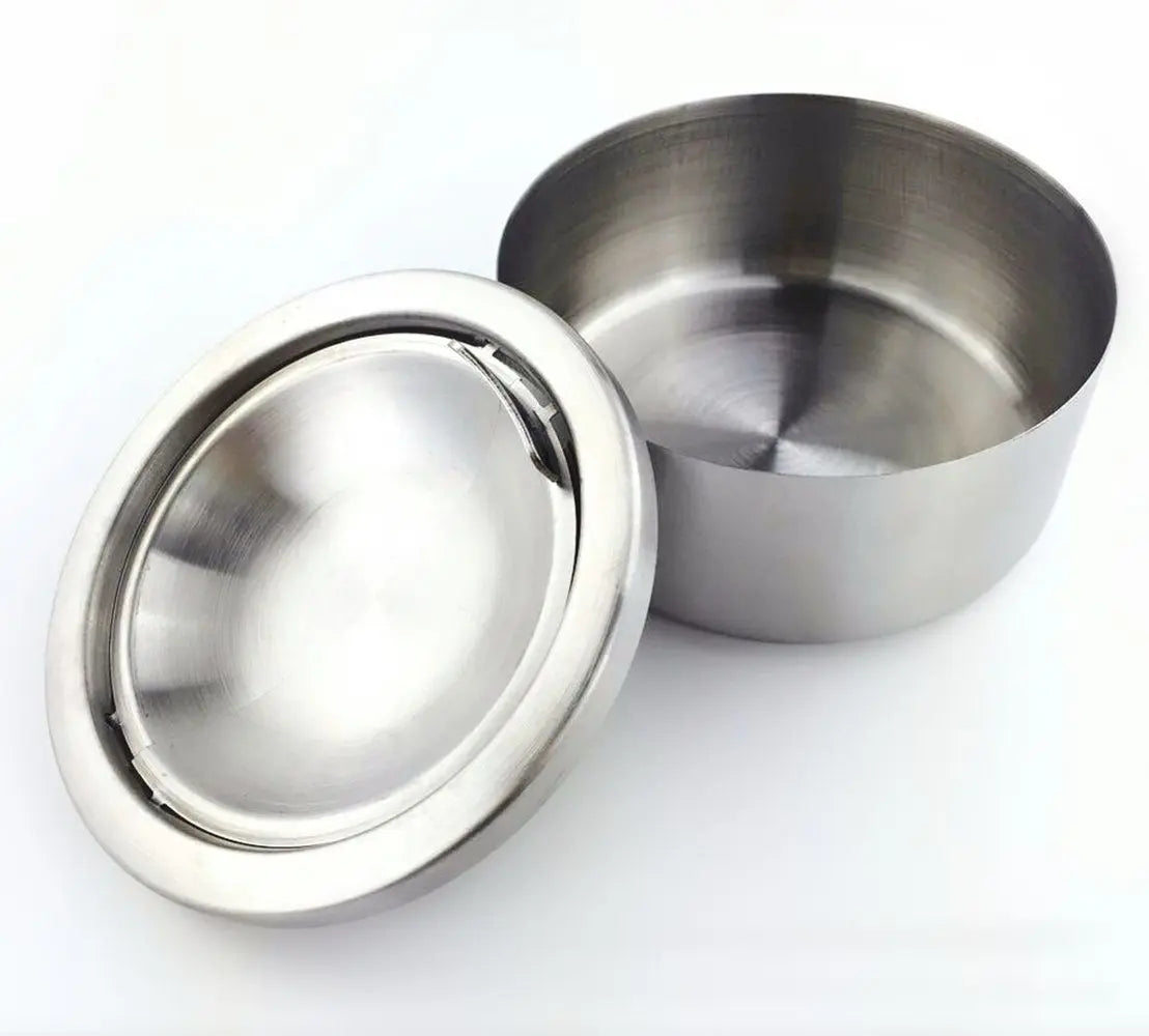2pcs Silver Metal Ashtray with a Lid for Cigarettes - Windproof Outdoor Ashtrays Can Patio Outdoor Indoor Decorative Fancy Ash Tray Wholesale Hub