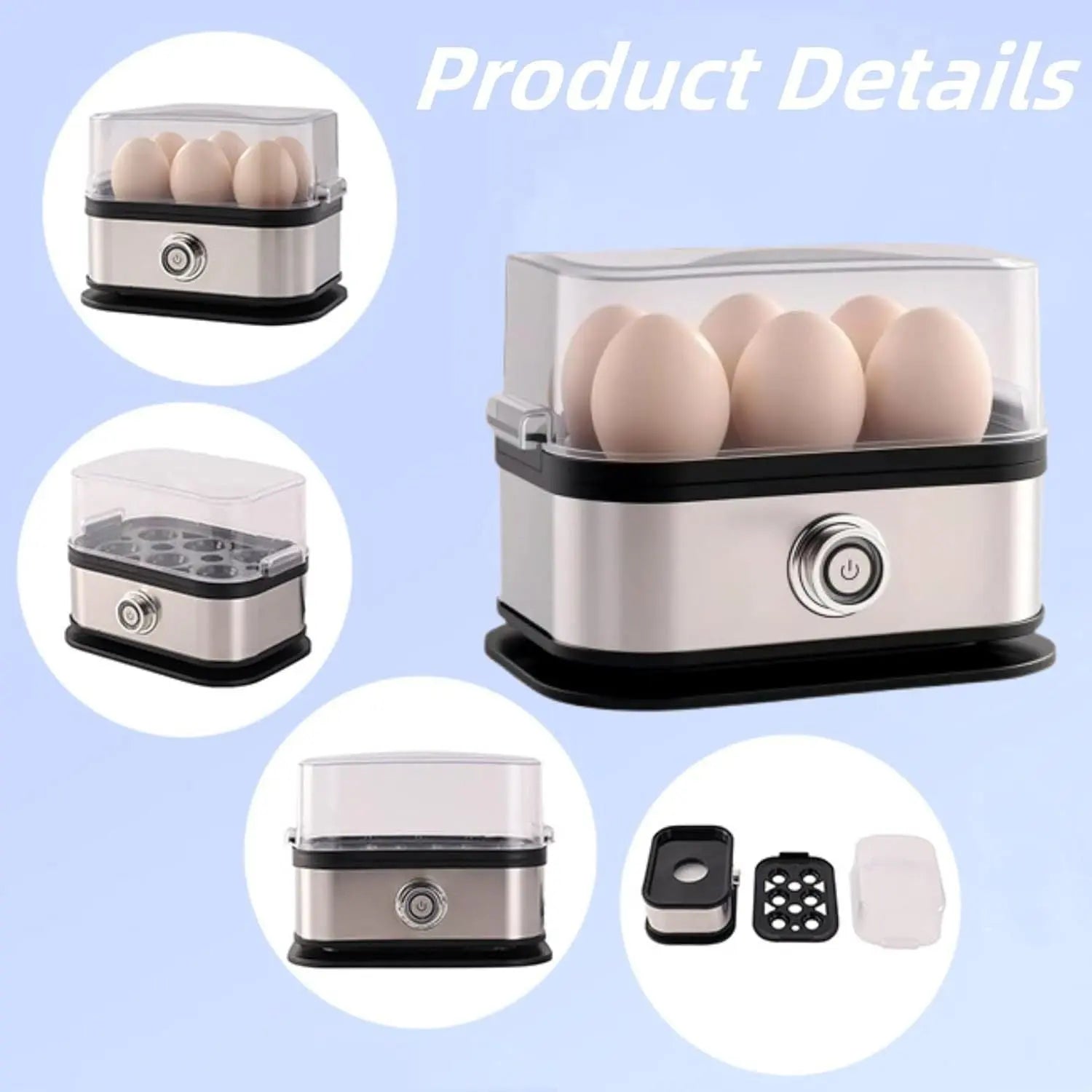 Smart Egg Cooker with Auto Shut, Multi-function Rapid Eggs Cooker Electric 6 Egg Capacity, Hard Boiled, Medium, Soft Boiled Egg Cooker with Knob Controled Auto Shut-Off Function Wholesale Hub