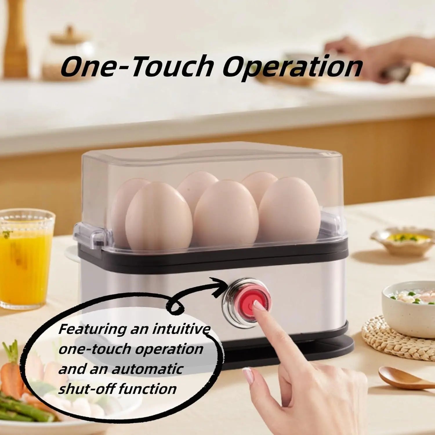 Smart Egg Cooker with Auto Shut, Multi-function Rapid Eggs Cooker Electric 6 Egg Capacity, Hard Boiled, Medium, Soft Boiled Egg Cooker with Knob Controled Auto Shut-Off Function Wholesale Hub