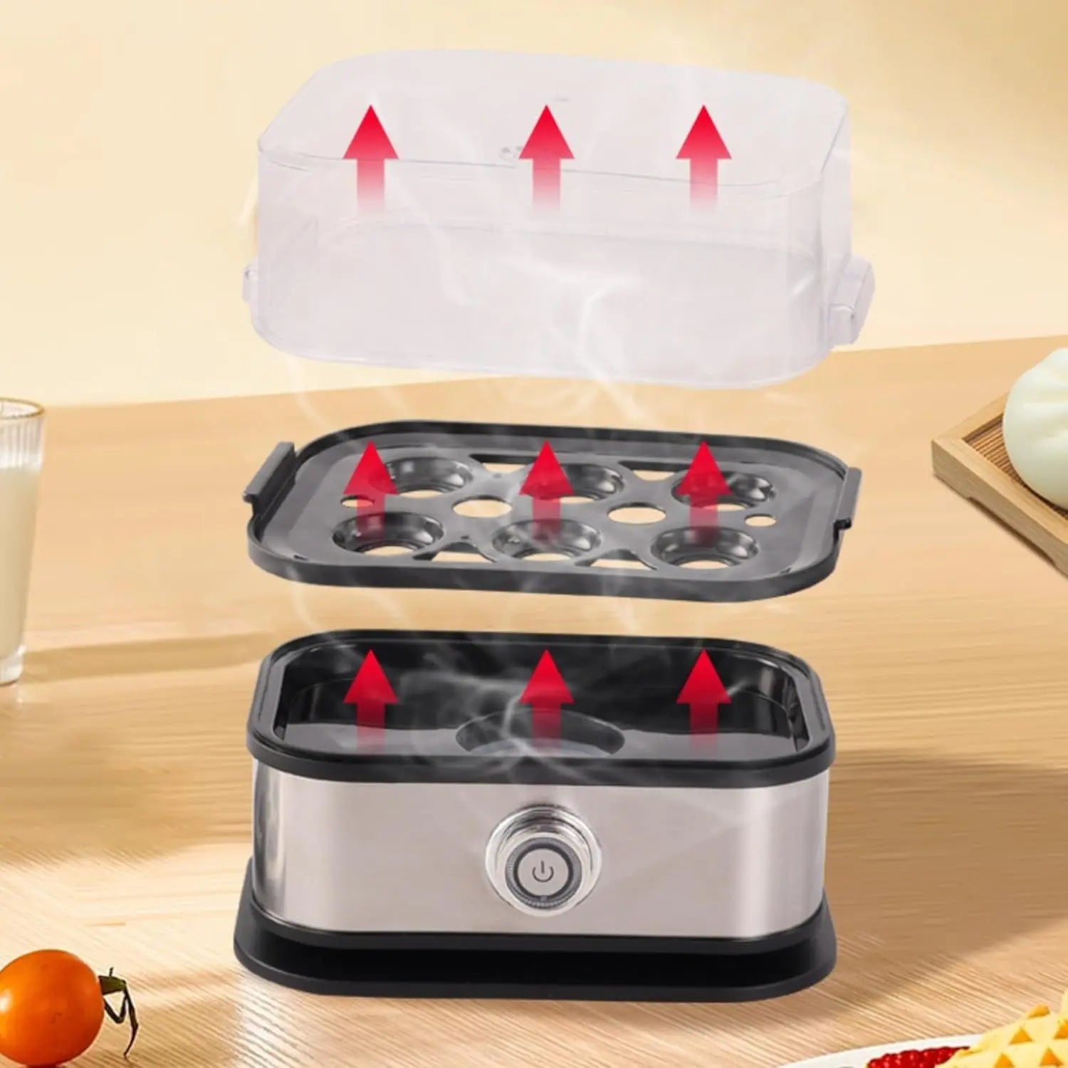 Smart Egg Cooker with Auto Shut, Multi-function Rapid Eggs Cooker Electric 6 Egg Capacity, Hard Boiled, Medium, Soft Boiled Egg Cooker with Knob Controled Auto Shut-Off Function Wholesale Hub