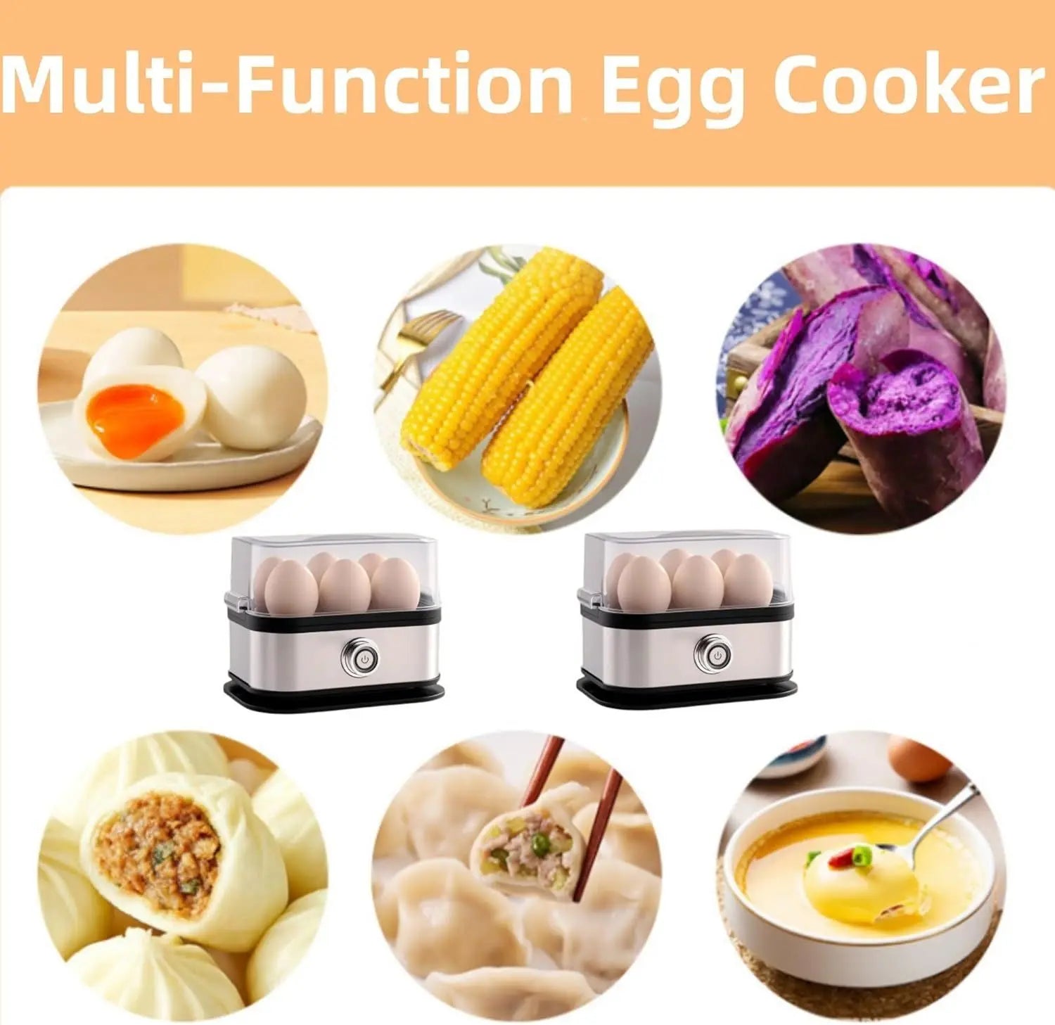 Smart Egg Cooker with Auto Shut, Multi-function Rapid Eggs Cooker Electric 6 Egg Capacity, Hard Boiled, Medium, Soft Boiled Egg Cooker with Knob Controled Auto Shut-Off Function Wholesale Hub