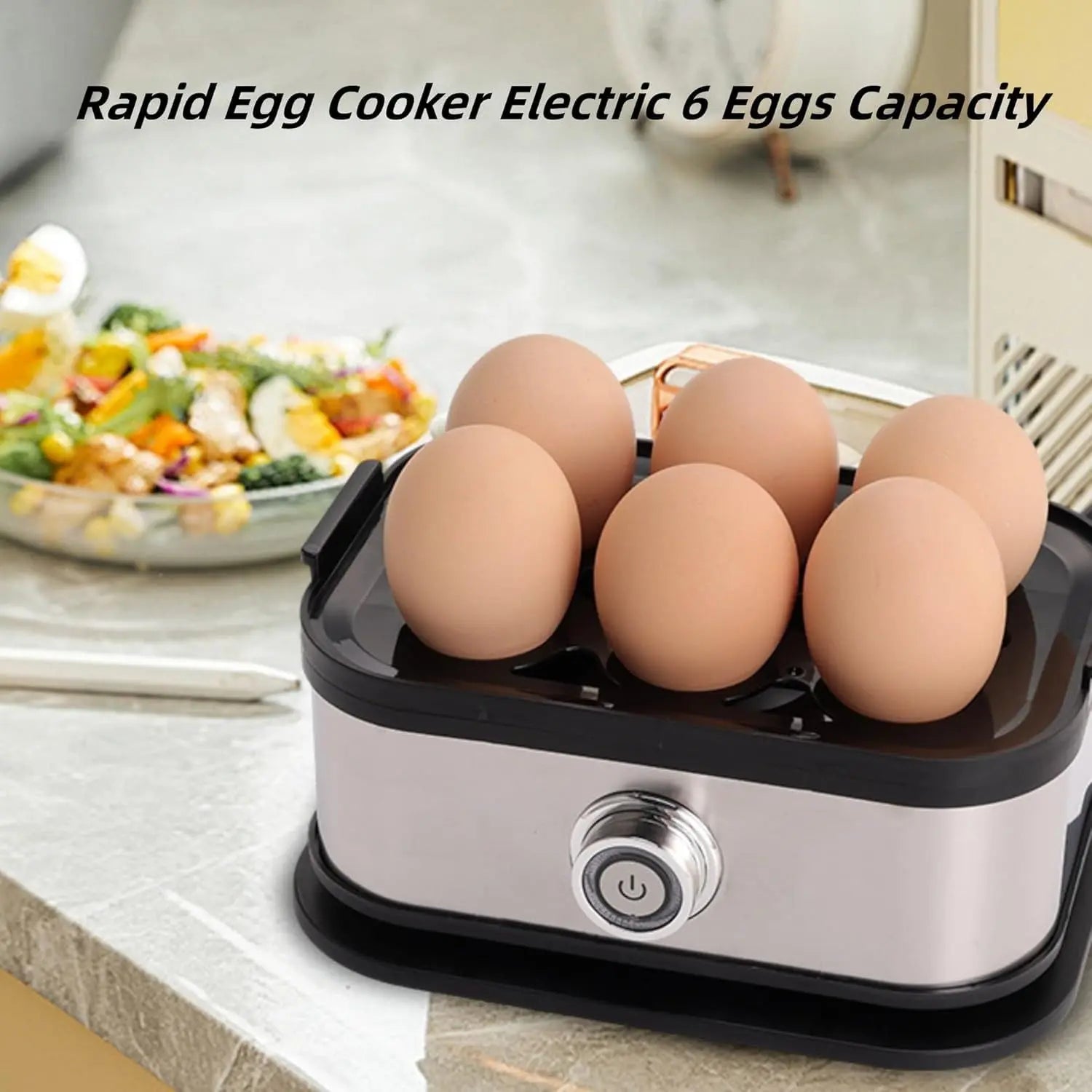 Smart Egg Cooker with Auto Shut, Multi-function Rapid Eggs Cooker Electric 6 Egg Capacity, Hard Boiled, Medium, Soft Boiled Egg Cooker with Knob Controled Auto Shut-Off Function Wholesale Hub