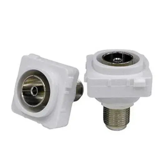 Matchmaster Wall Plate Insert F to F Female For Use With FTA TV Clipsal Fitting Wall Plates Metal/PVC White | 05MM-WA11P20 Wholesale Hub
