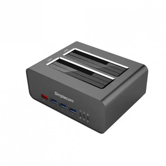 Simplecom SD352 USB 3.0 to Dual SATA Aluminium Docking Station with 3-Port Hub and 1 Port 2.1A USB Charger Wholesale Hub