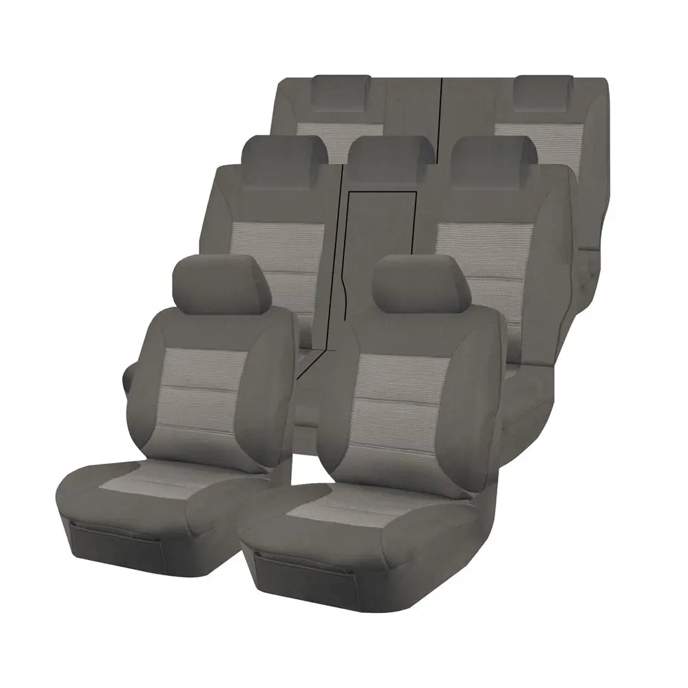 Seat Covers for MITSUBISHI OUTLANDER ZJ.ZK.ZL SERIES 11/2012 - 07/2021 4X4 SUV/WAGON 7 SEATERS FMR GREY PREMIUM Wholesale Hub