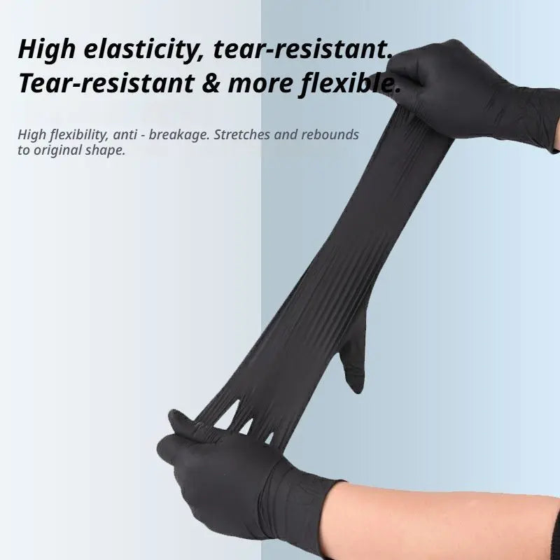 300Pcs Heavy-Duty Black Disposable Nitrile Gloves-Large Wholesale Hub