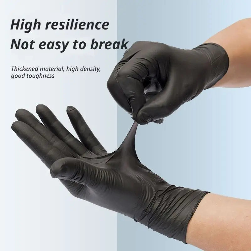 300Pcs Heavy-Duty Black Disposable Nitrile Gloves-Medium Wholesale Hub