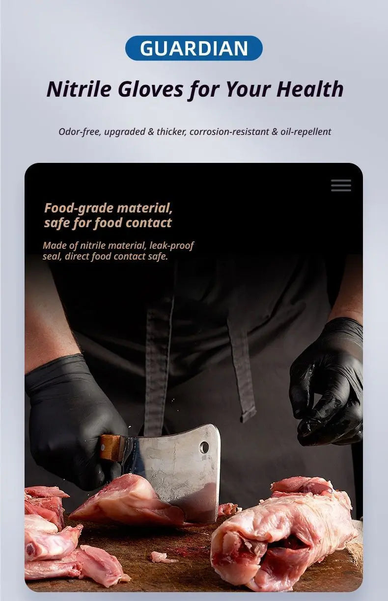 300Pcs Heavy-Duty Black Disposable Nitrile Gloves-Medium Wholesale Hub