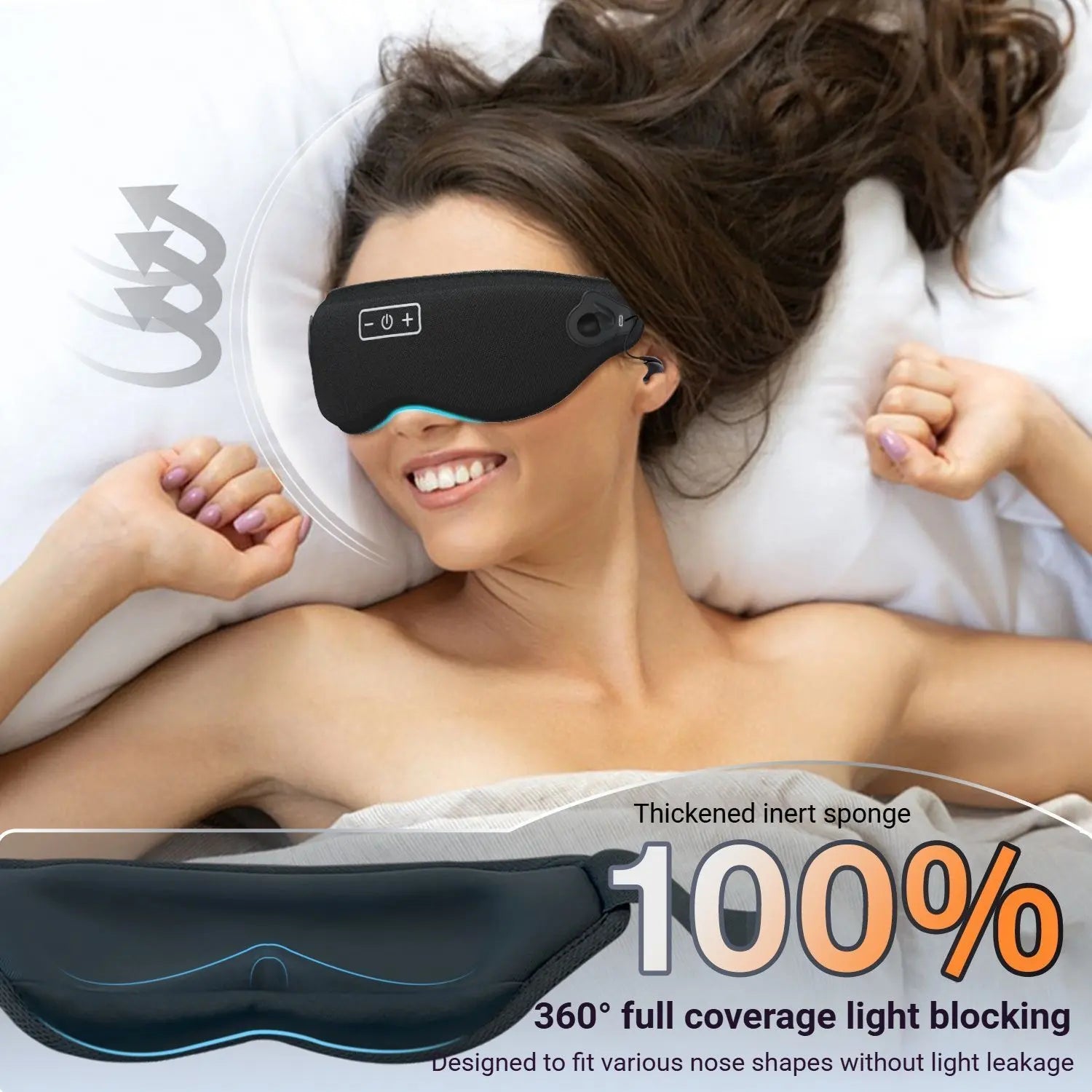 3D Bluetooth Sleep Eye Mask Black Wholesale Hub