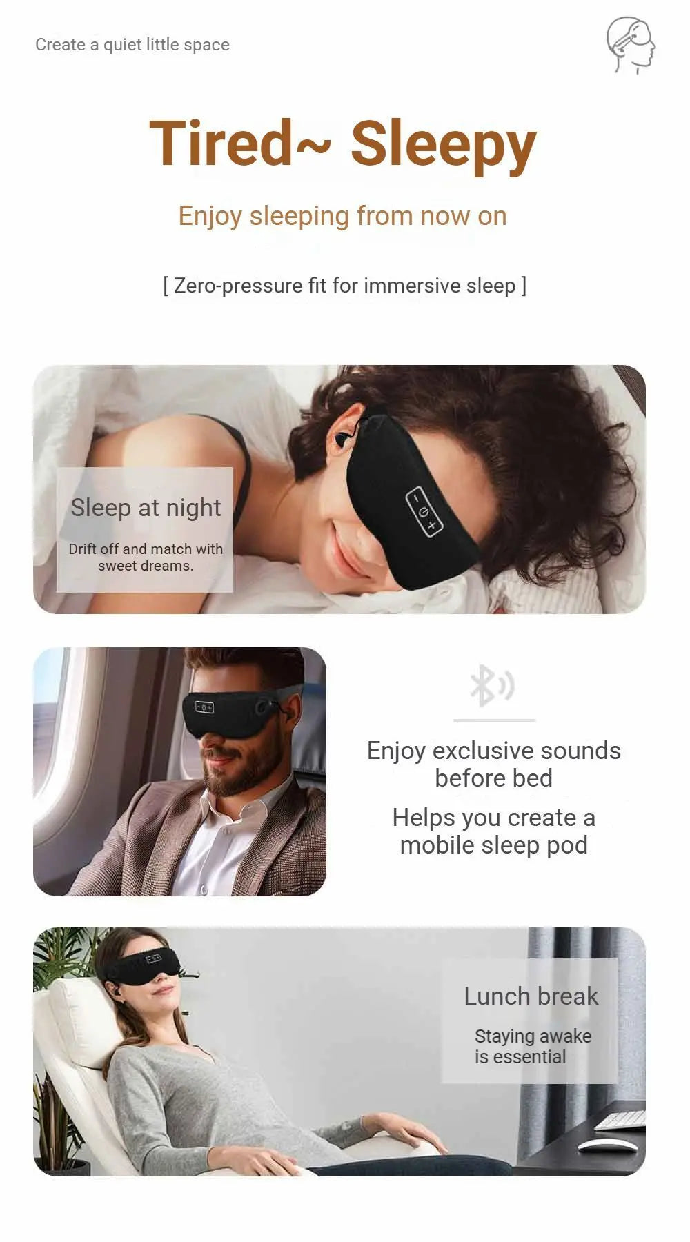 3D Bluetooth Sleep Eye Mask Black Wholesale Hub