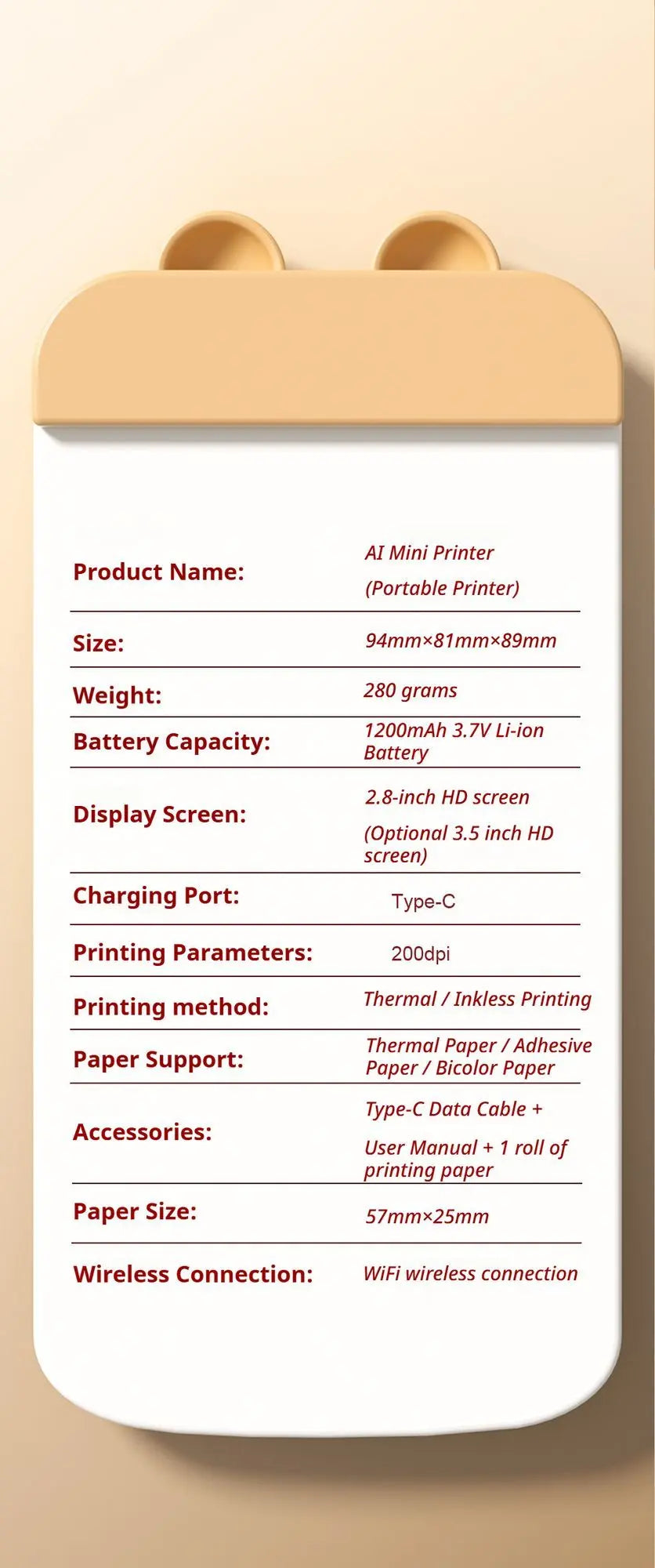 AI printer Comes with one 5 metre roll of thermal paper as standard Wholesale Hub