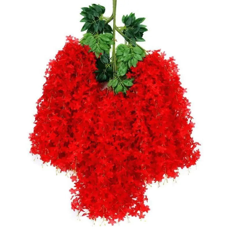 ArtificialLilacWisteriaFlowers-BrightRed-110CM-12-StemPack Wholesale Hub